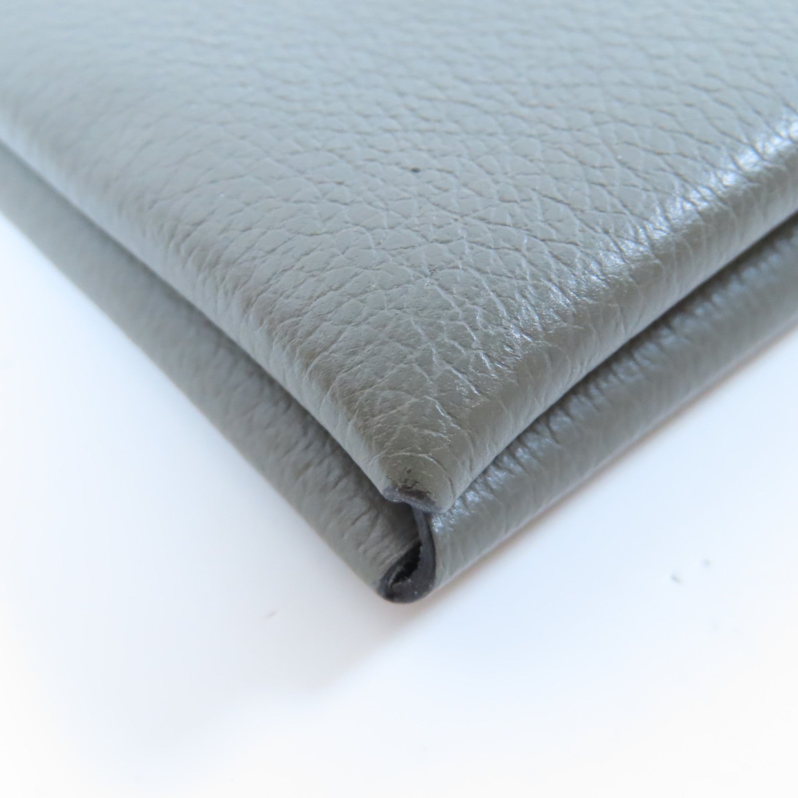 HERMES Evercolor皮革Calvi銀色卡片套Gris Meyer積雨雲灰色