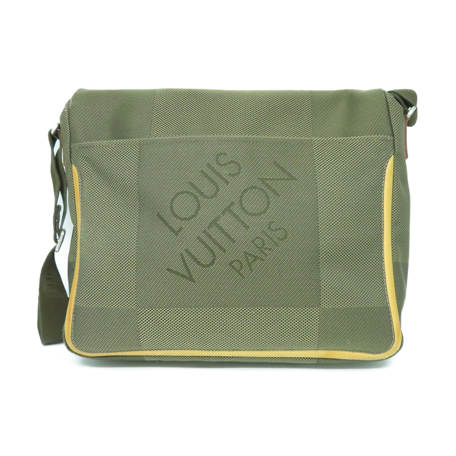 LOUIS VUITTON Damier Geant Mesaje NM銀扣肩背袋棕色