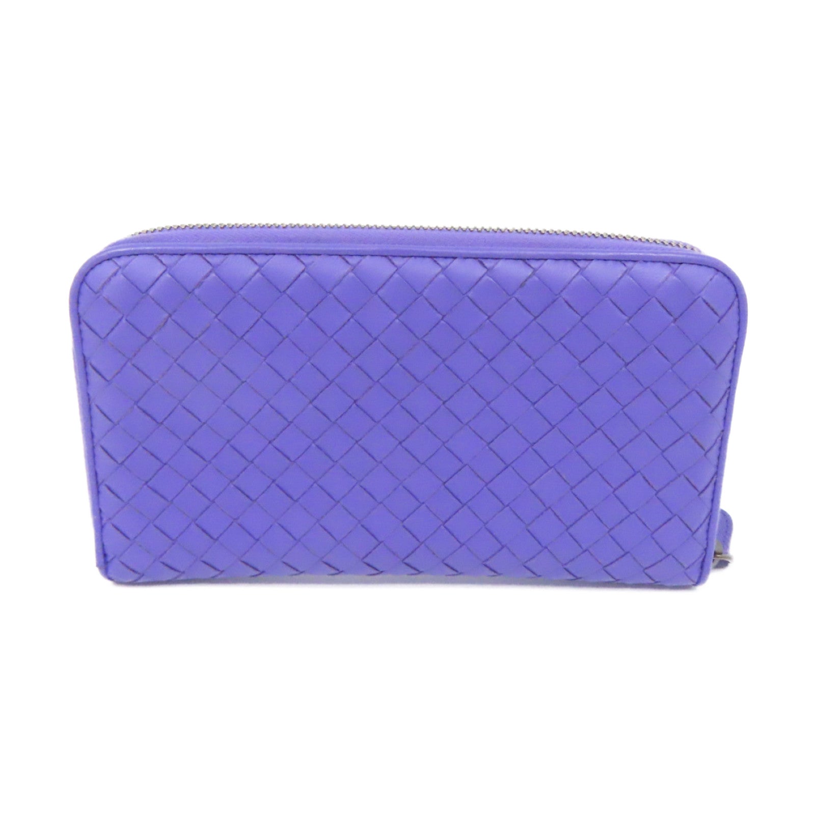BOTTEGA VENETA 织纹皮革Long Wallet银扣长钱包紫色