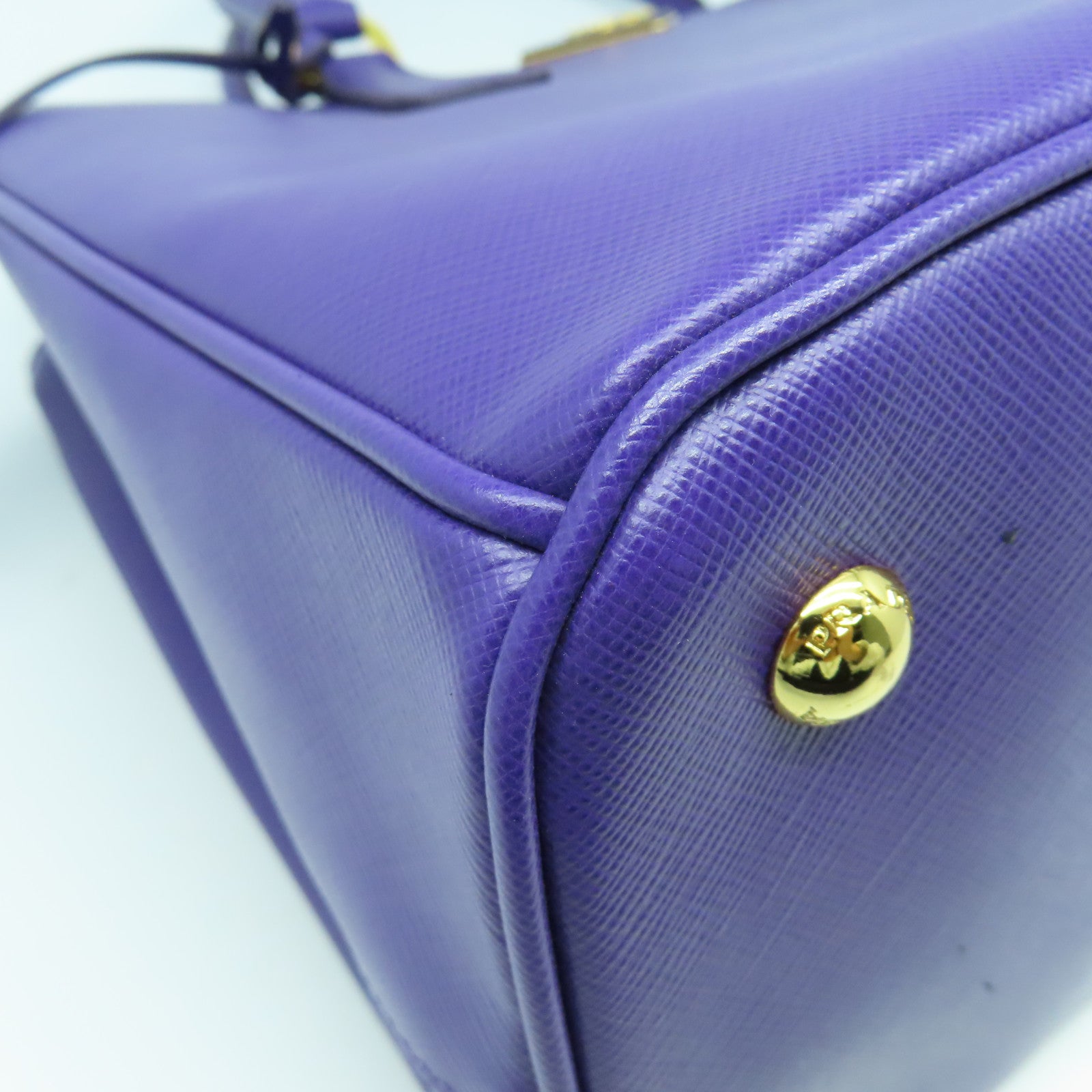 PRADA 牛皮皮革Shoulder Bag金扣手挽肩背兩用袋紫色