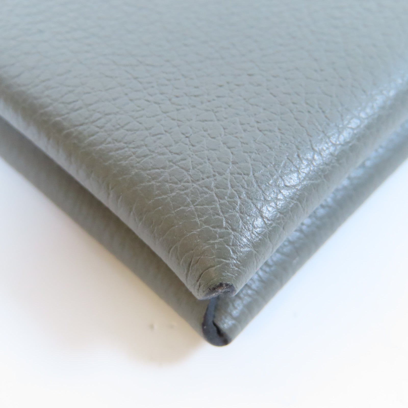 HERMES Evercolor皮革Calvi銀色卡片套Gris Meyer積雨雲灰色
