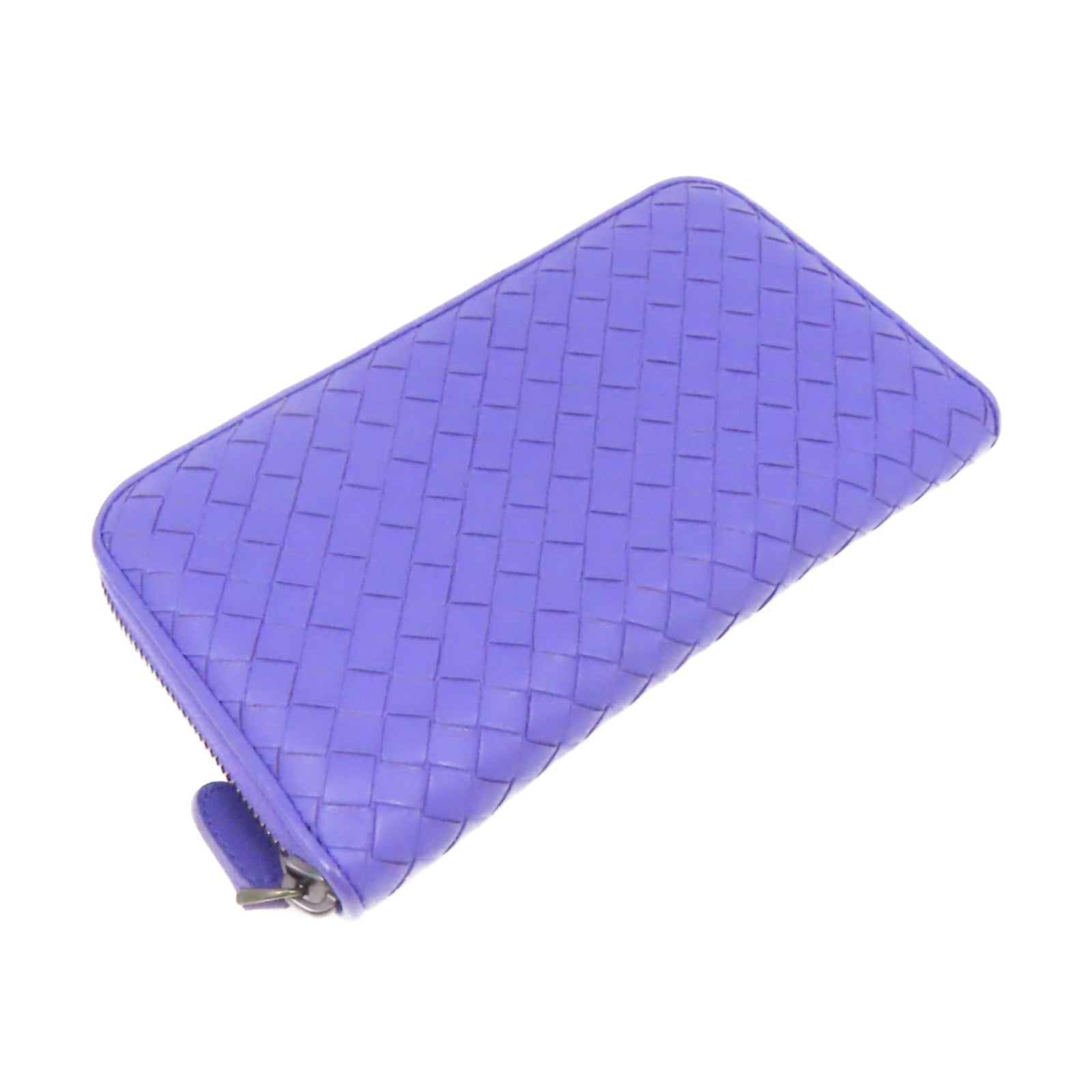 BOTTEGA VENETA 织纹皮革Long Wallet银扣长钱包紫色