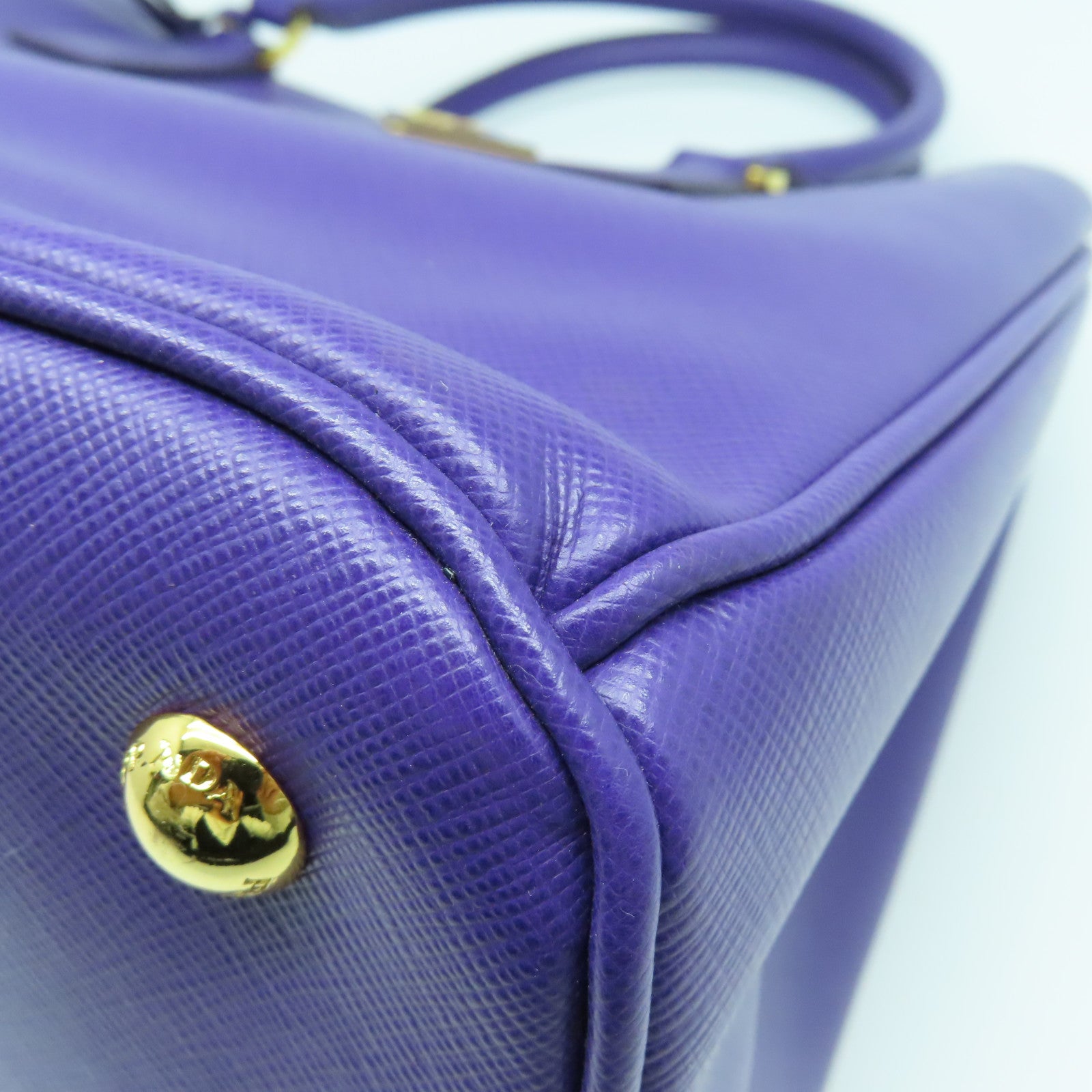 PRADA 牛皮皮革Shoulder Bag金扣手挽肩背兩用袋紫色