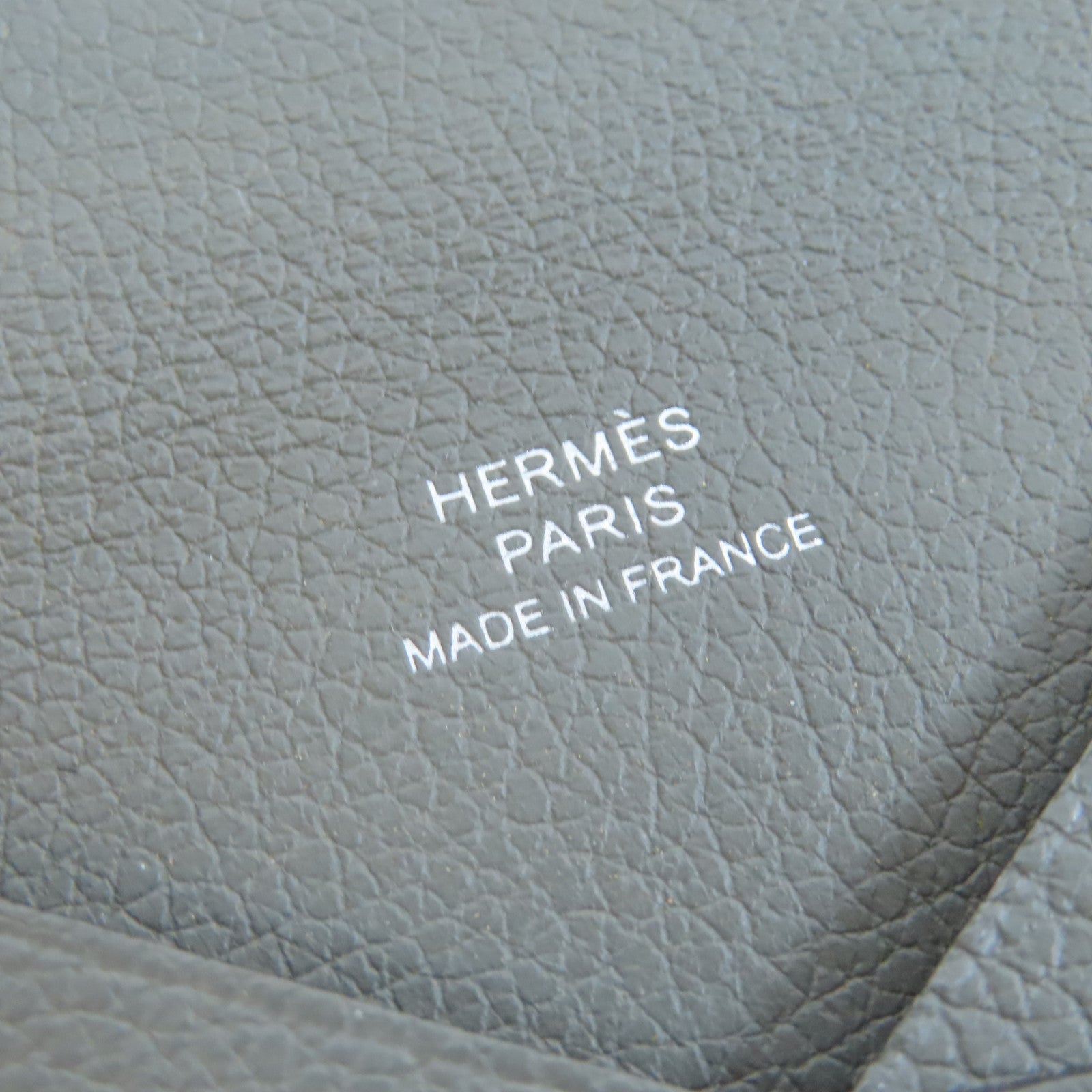 HERMES Evercolor皮革Calvi銀色卡片套Gris Meyer積雨雲灰色