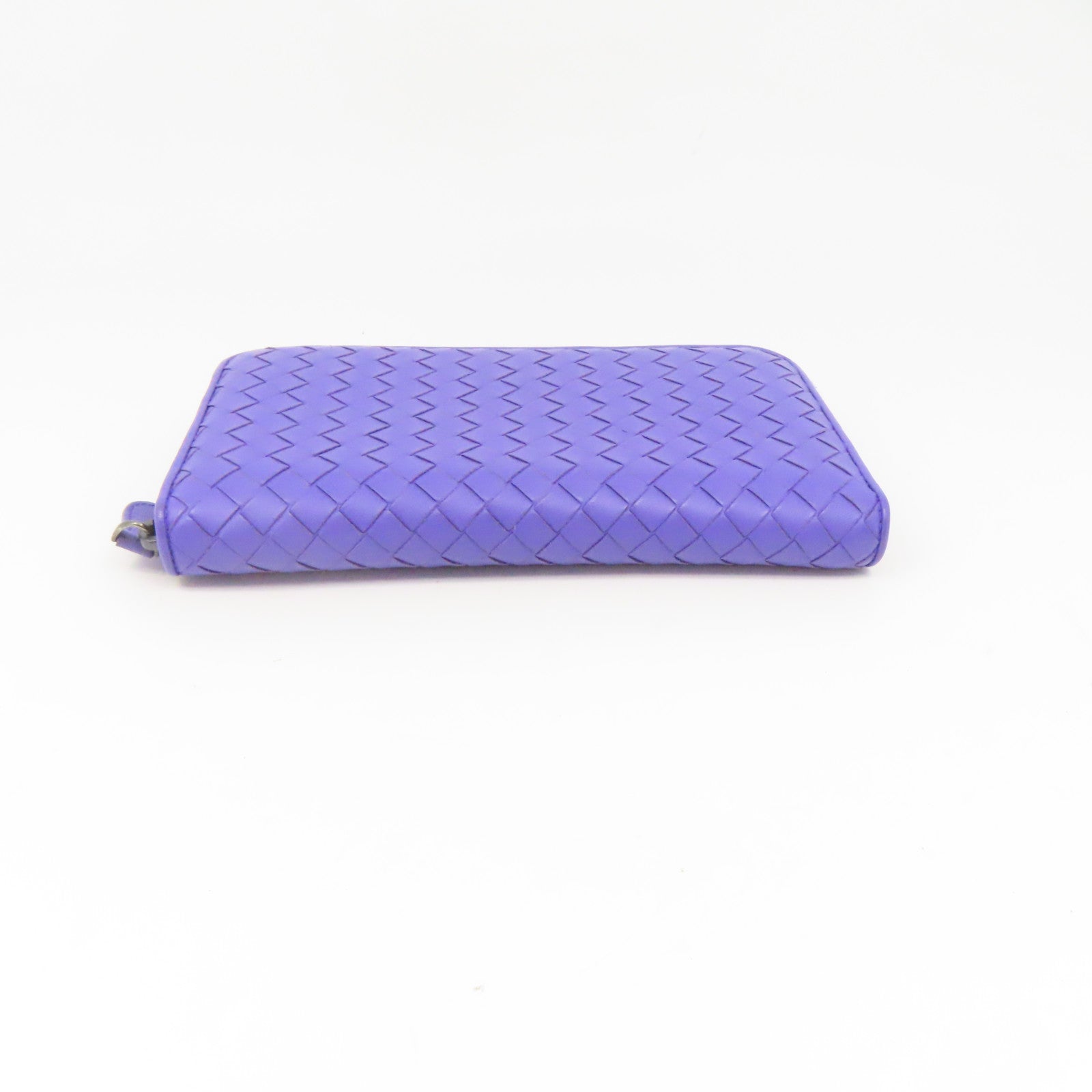 BOTTEGA VENETA 织纹皮革Long Wallet银扣长钱包紫色