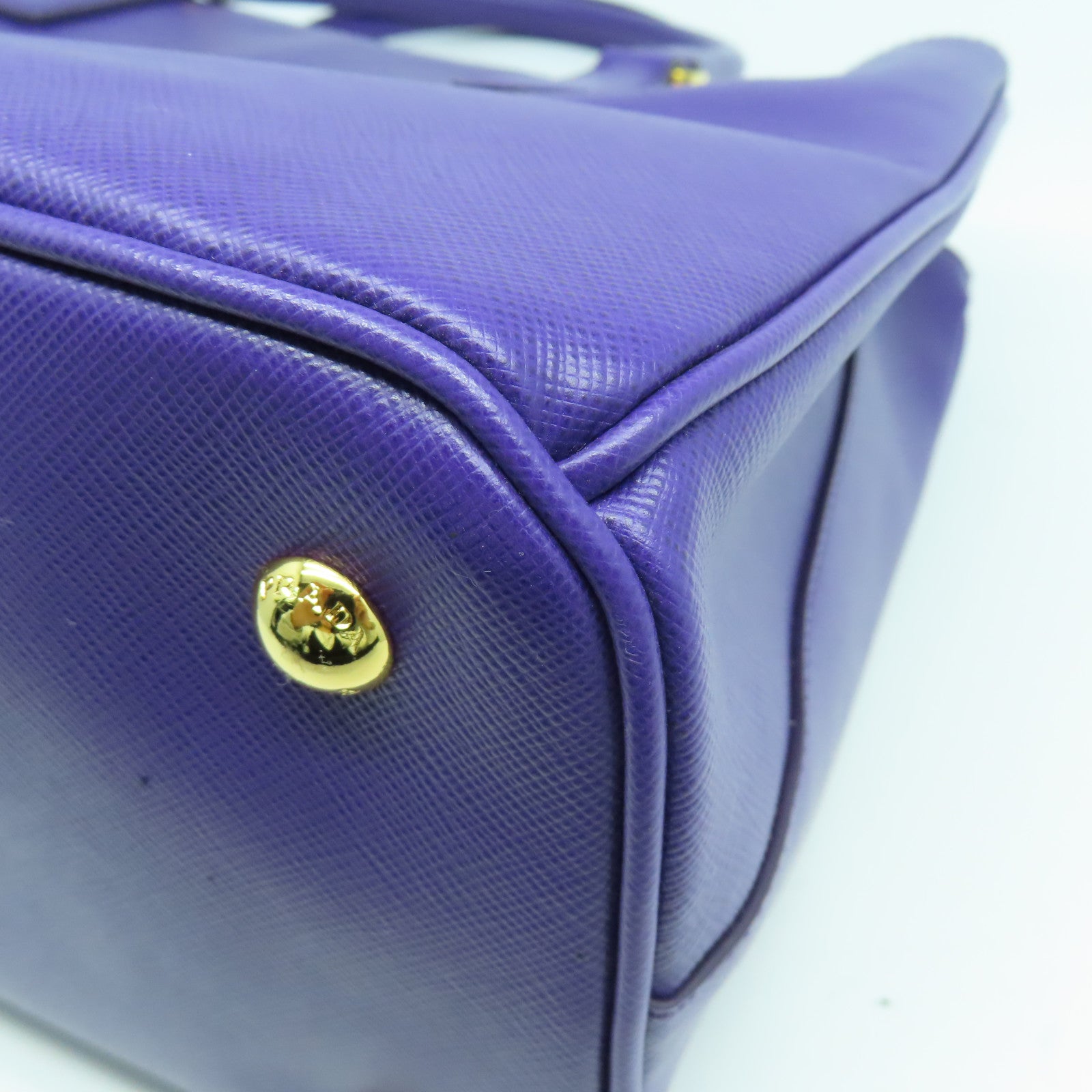 PRADA 牛皮皮革Shoulder Bag金扣手挽肩背兩用袋紫色
