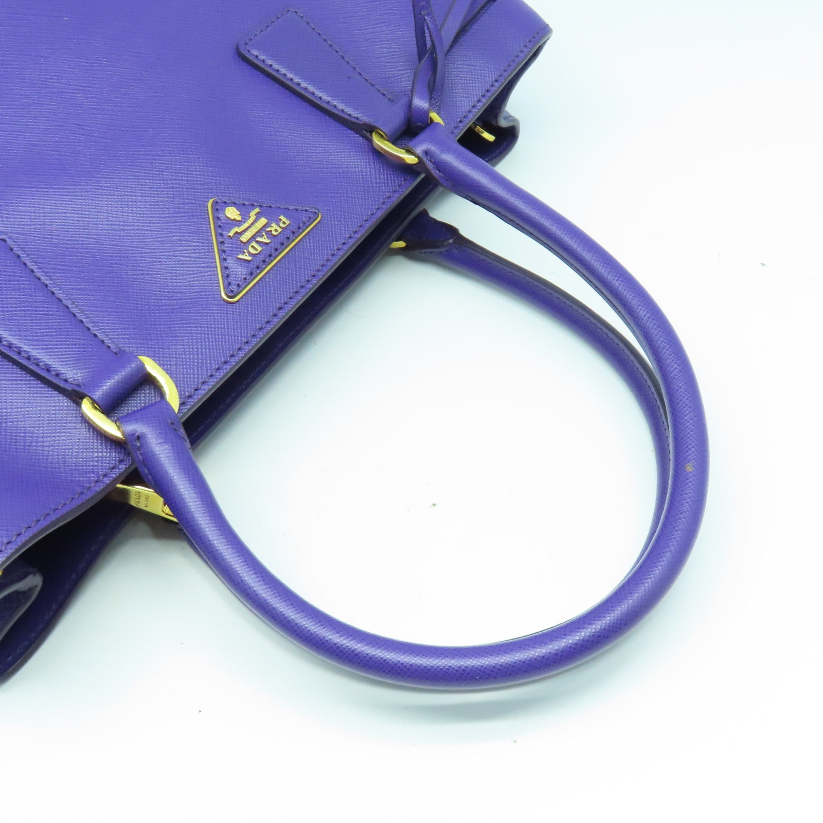 PRADA 牛皮皮革Shoulder Bag金扣手挽肩背兩用袋紫色