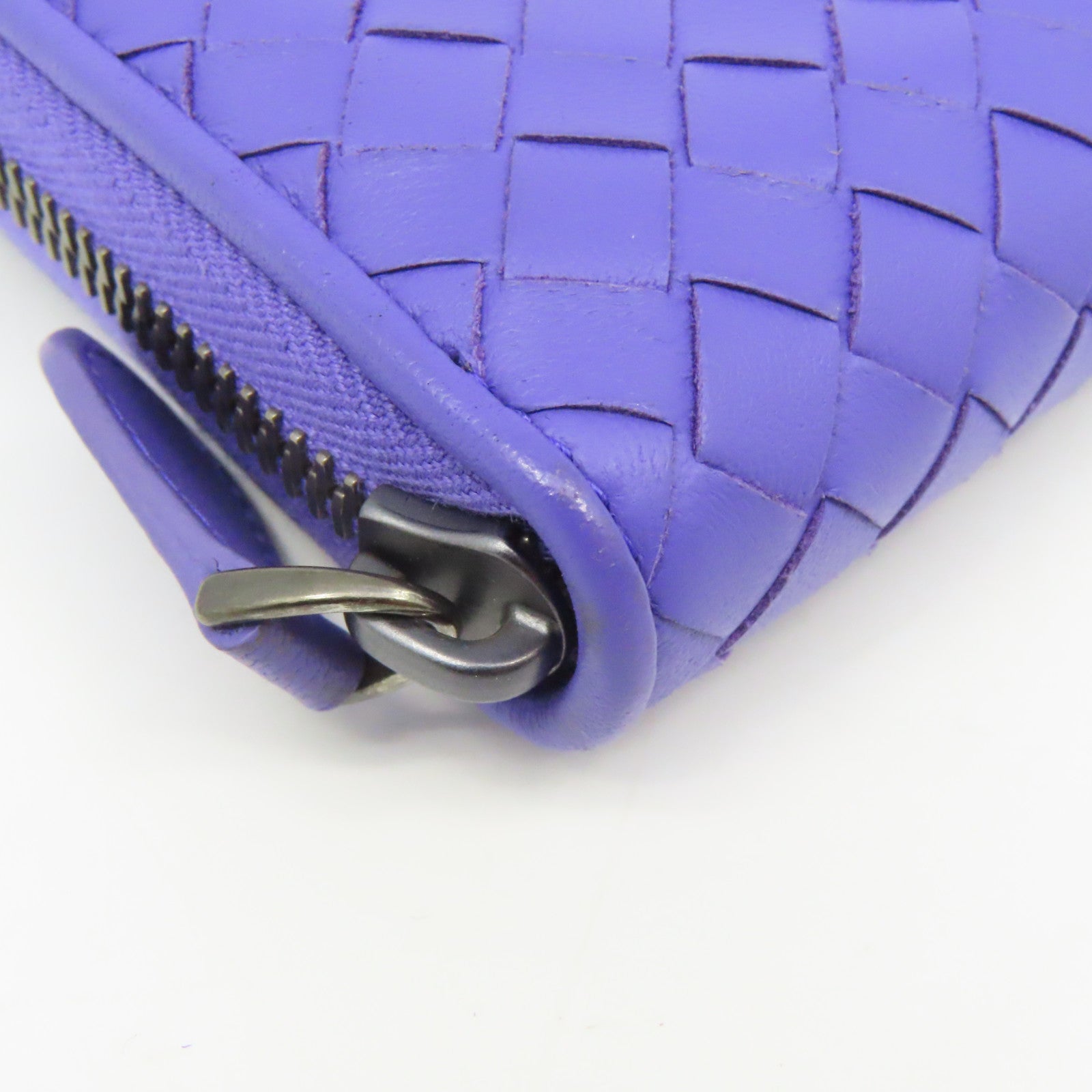 BOTTEGA VENETA 织纹皮革Long Wallet银扣长钱包紫色