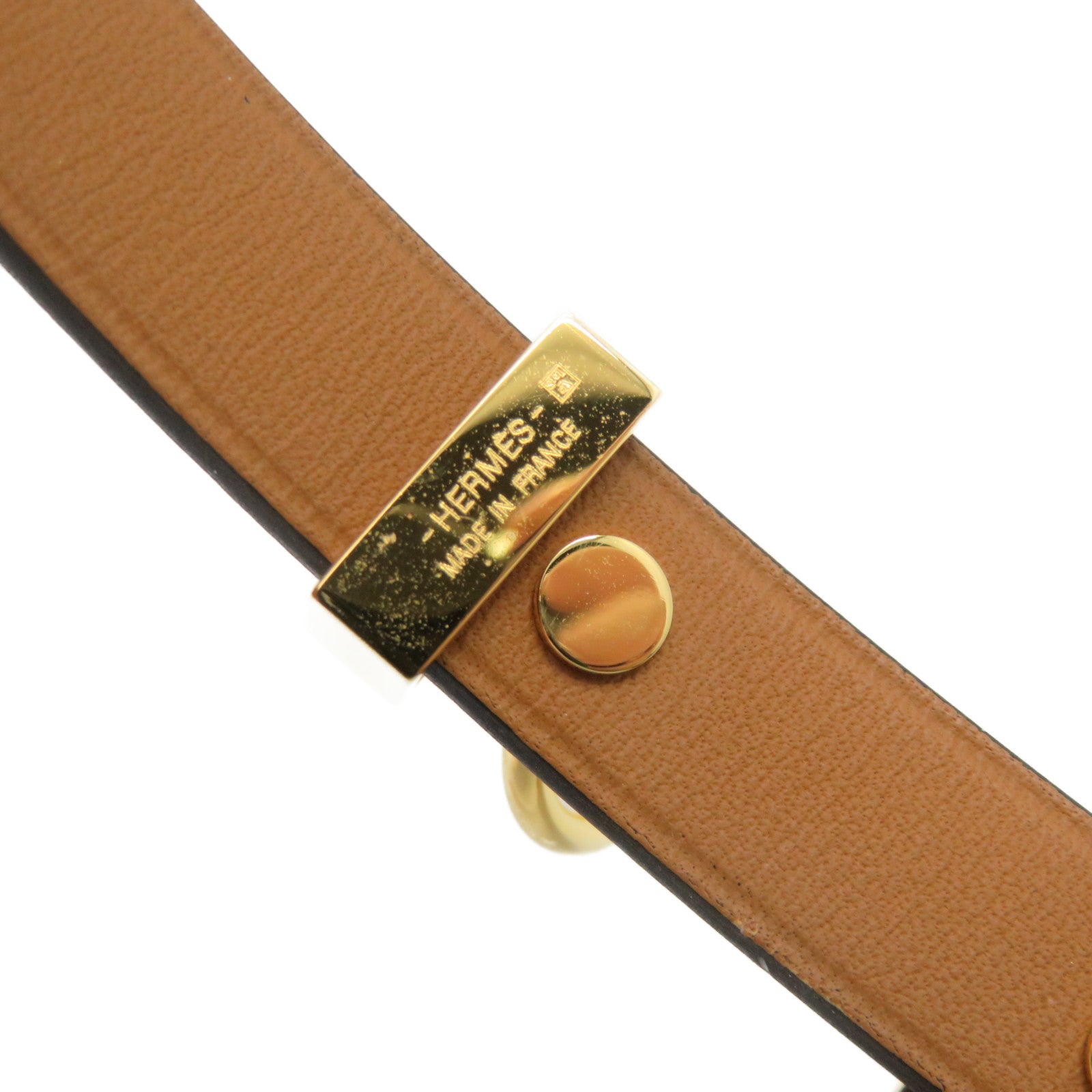 HERMES 牛皮皮革Bracelet T2金扣手链黑色/金色