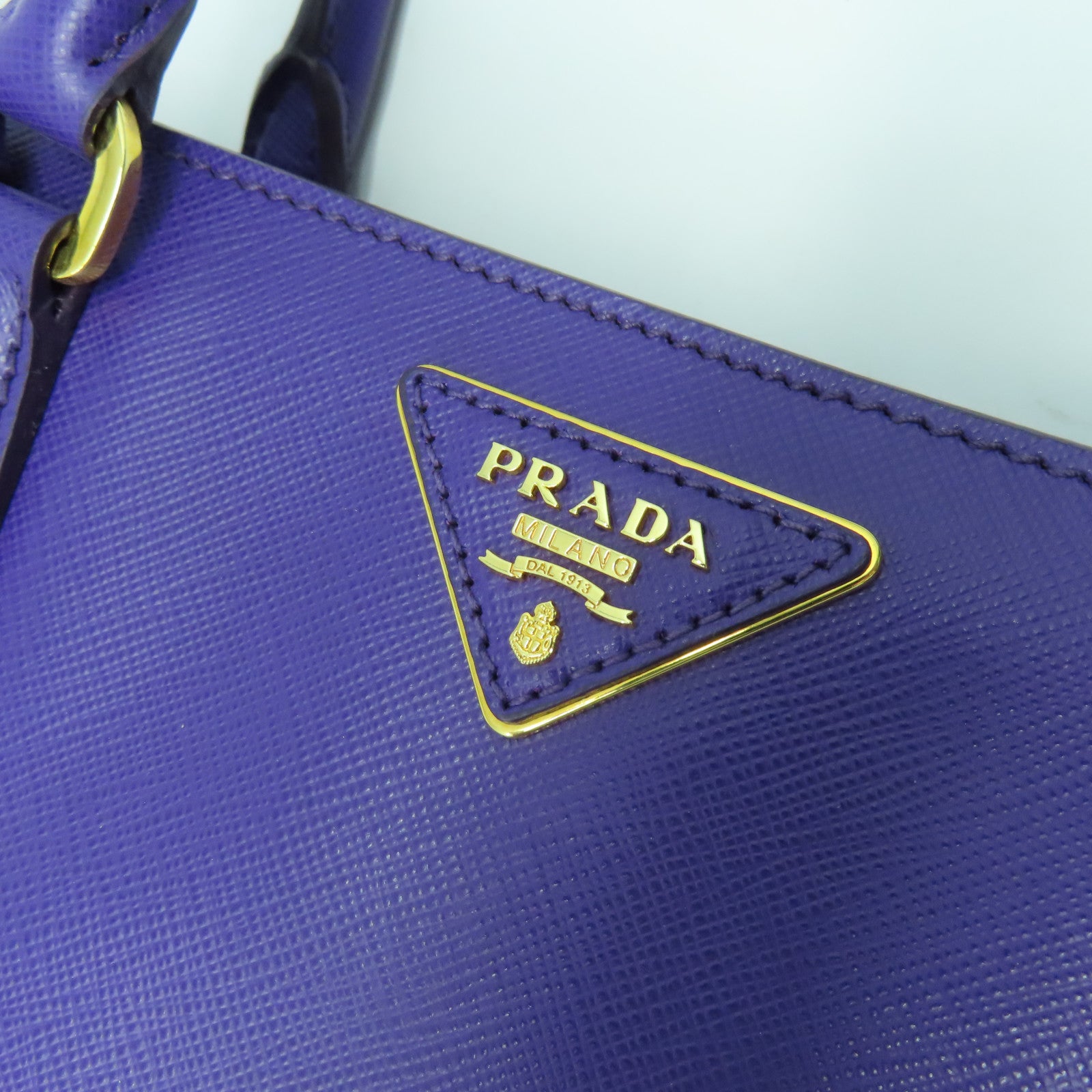 PRADA 牛皮皮革Shoulder Bag金扣手挽肩背兩用袋紫色