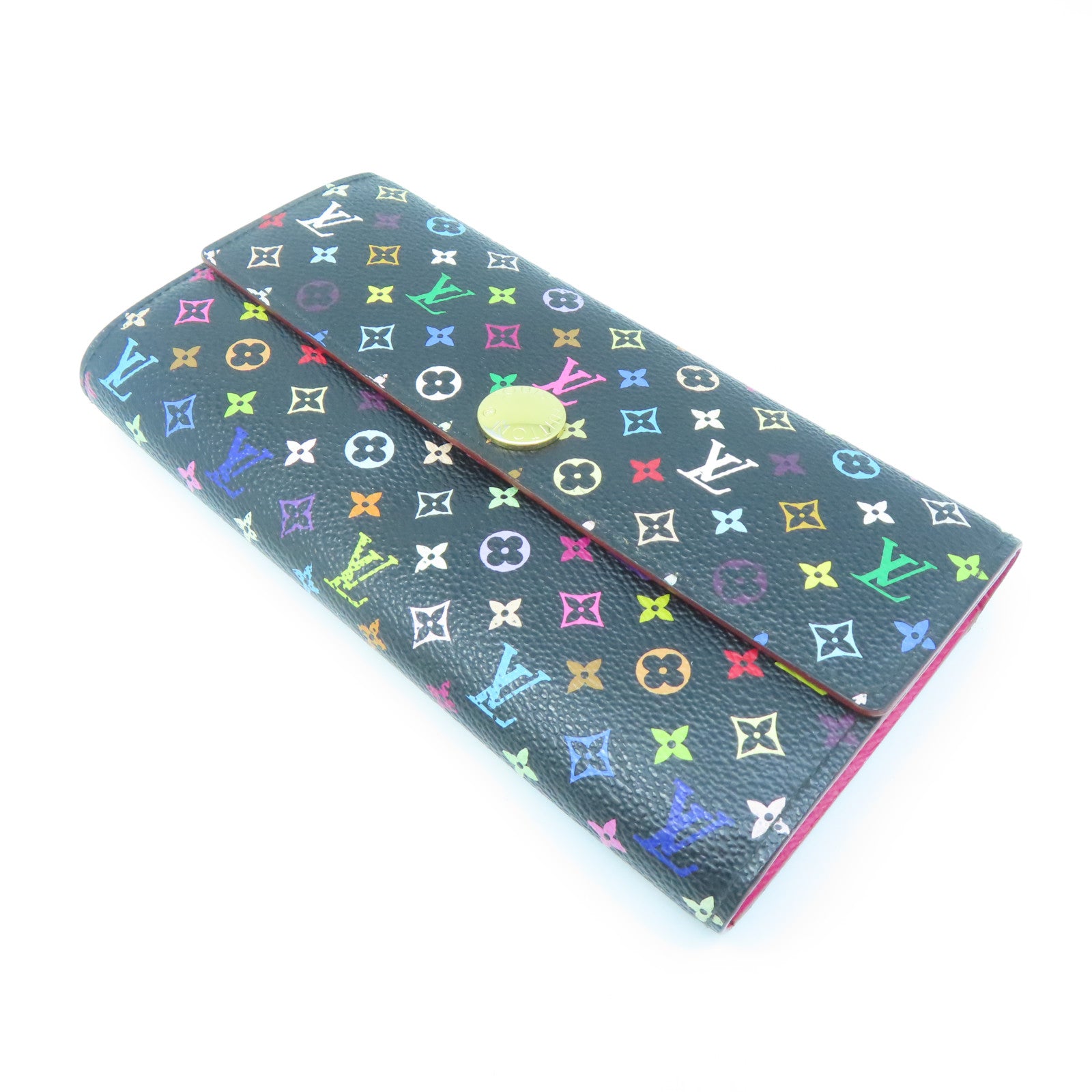 LOUIS VUITTON Monogram Multicolore Long Wallet gold buckle long wallet black