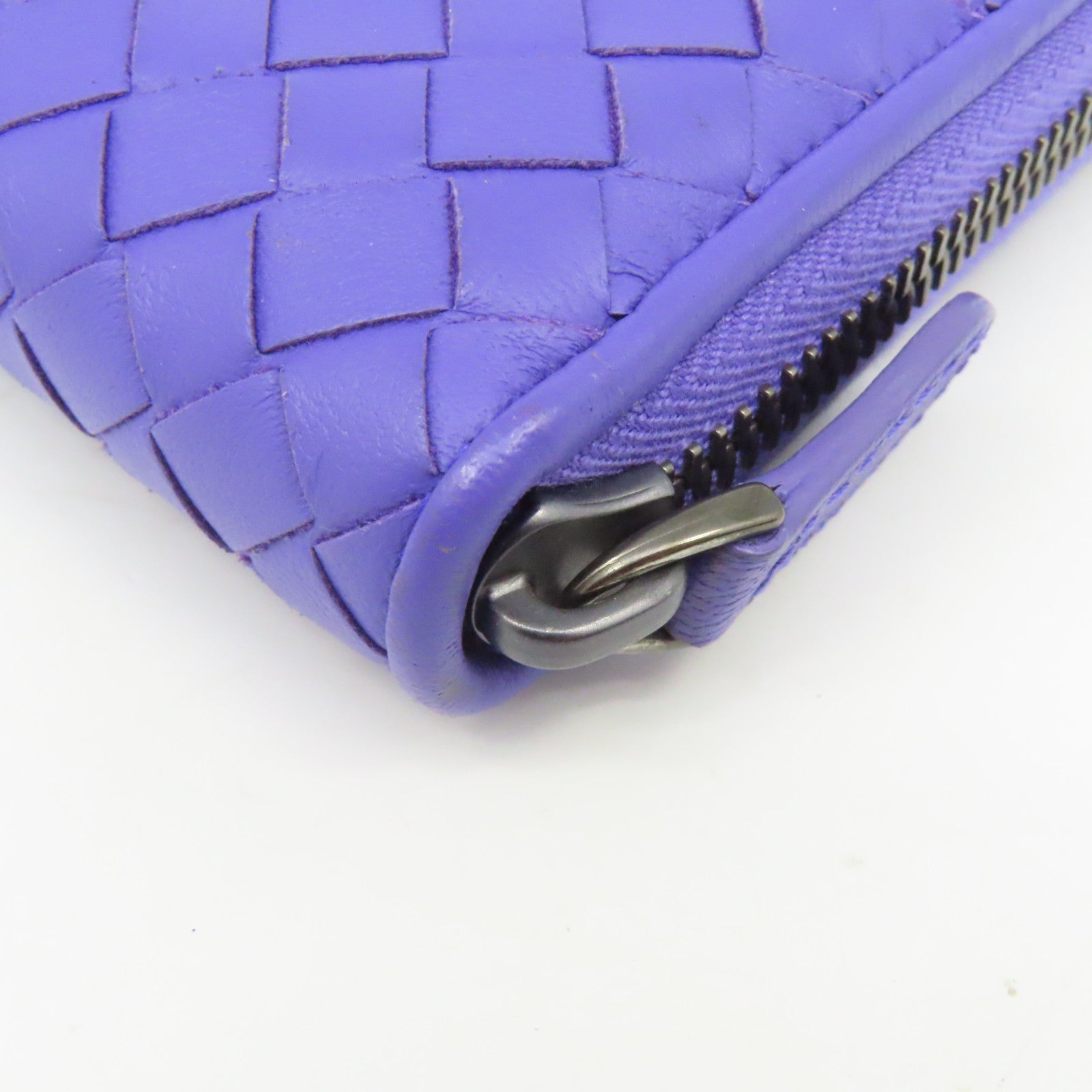 BOTTEGA VENETA 织纹皮革Long Wallet银扣长钱包紫色