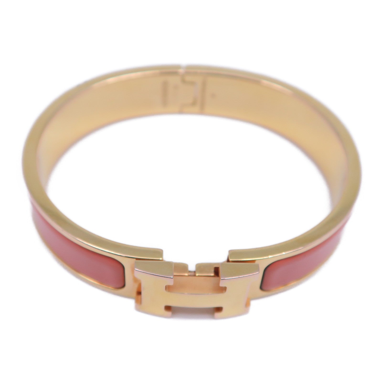 HERMES 金屬Clic H Bracelet手鐲金色/粉紅色