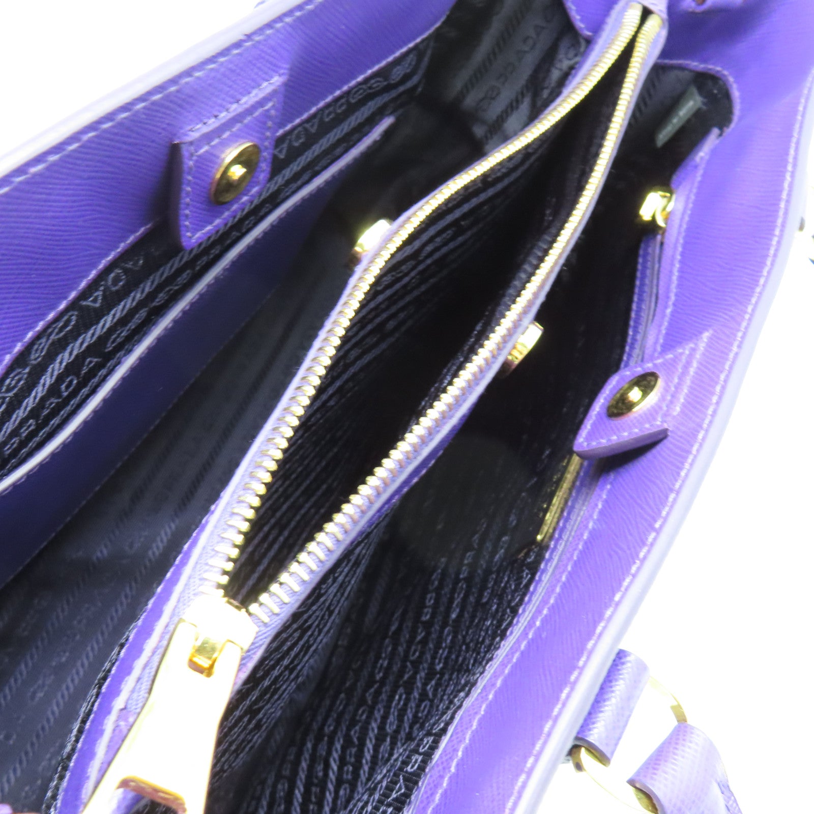 PRADA 牛皮皮革Shoulder Bag金扣手挽肩背兩用袋紫色