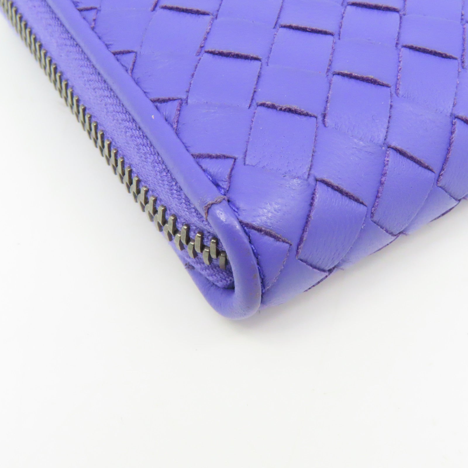 BOTTEGA VENETA 织纹皮革Long Wallet银扣长钱包紫色