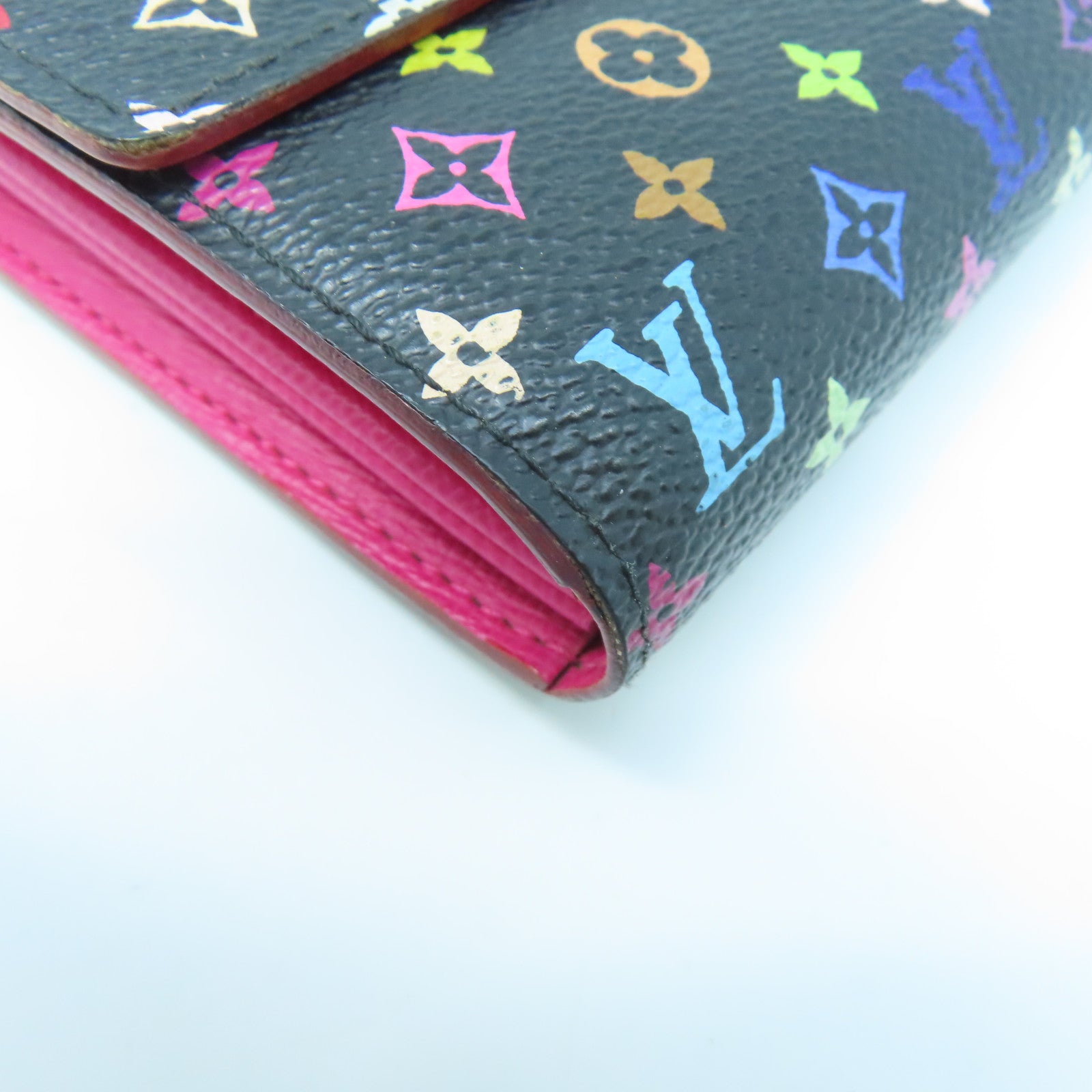 LOUIS VUITTON Monogram Multicolore Long Wallet gold buckle long wallet black
