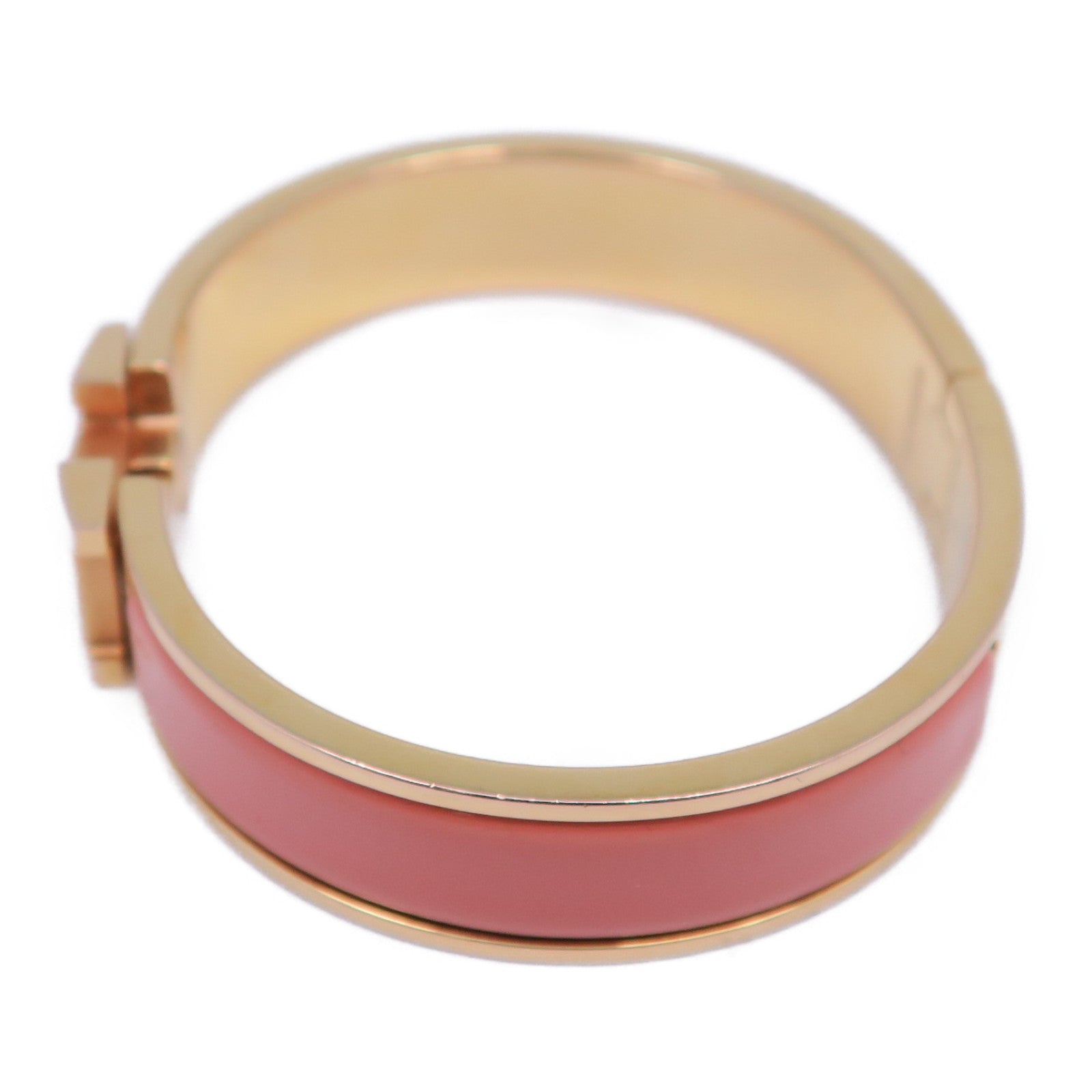 HERMES 金屬Clic H Bracelet手鐲金色/粉紅色