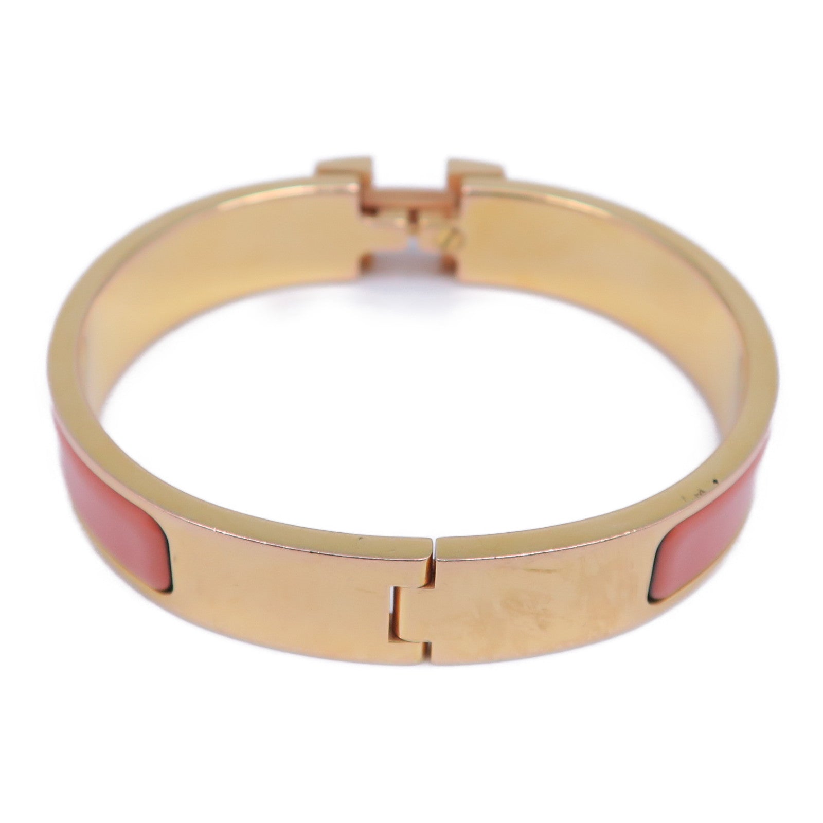 HERMES 金屬Clic H Bracelet手鐲金色/粉紅色