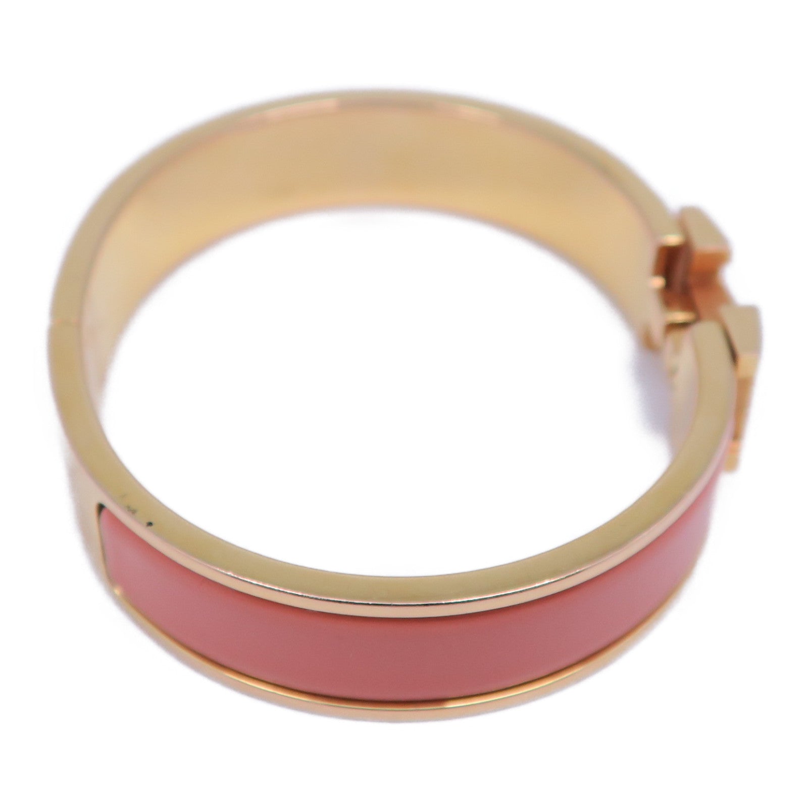 HERMES 金屬Clic H Bracelet手鐲金色/粉紅色