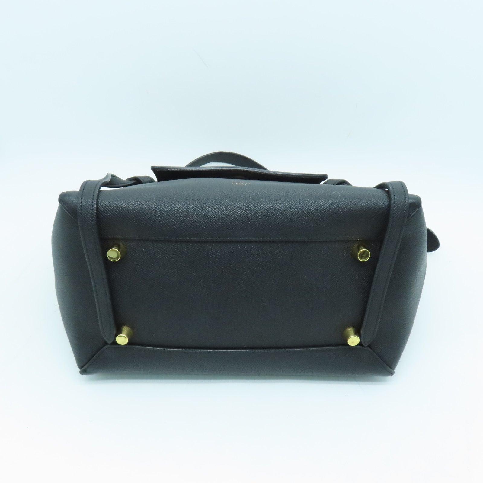 CELINE 牛皮皮革Mini Belt Bag金扣手挽肩背兩用袋深灰色