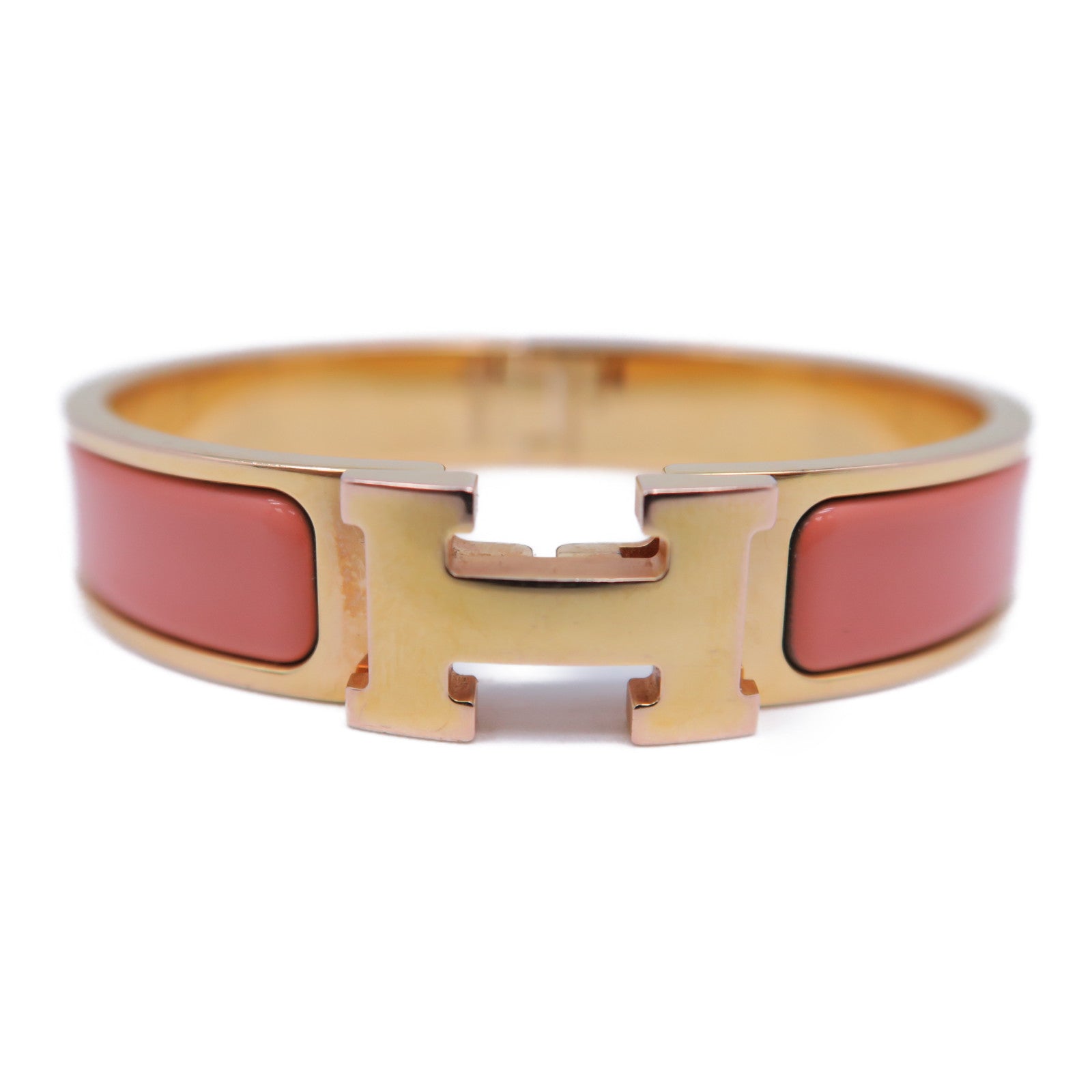 HERMES 金屬Clic H Bracelet手鐲金色/粉紅色