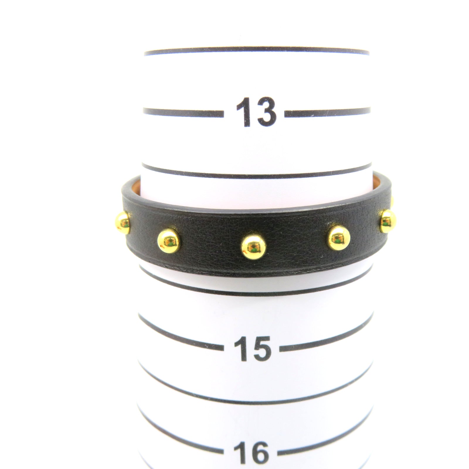 HERMES Leather Studs Bracelet T1 Gold Buckle Bracelet Black/Gold