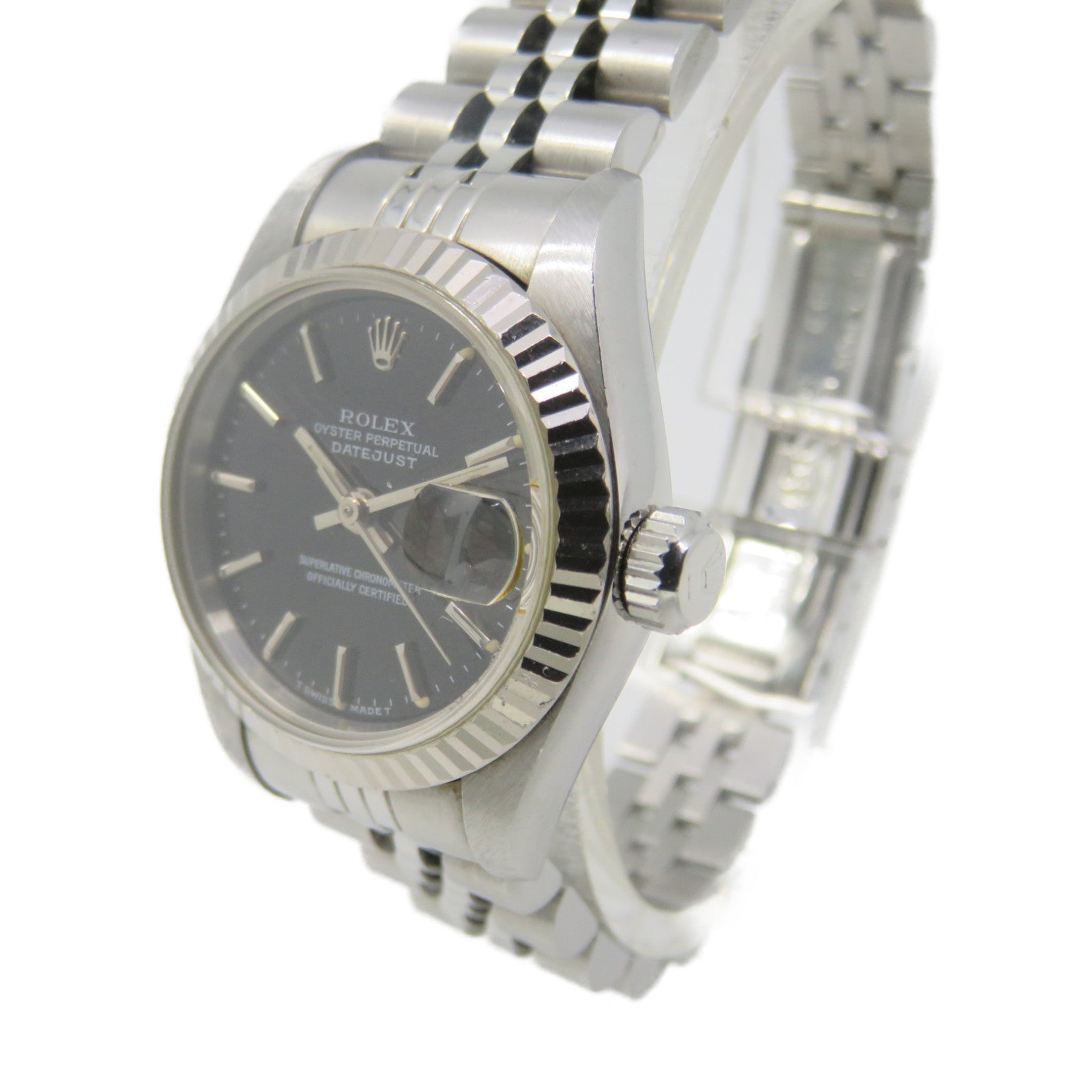 ROLEX Datejust Watch18K White Gold/Stainless Steel Watch Automatic Movement Black