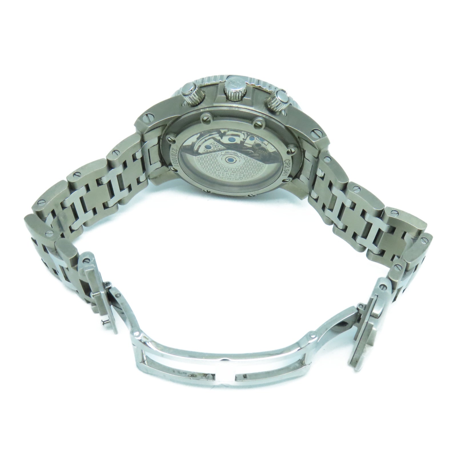 HERMES Clipper Chronograph不鏽鋼/Tatanium手錶自動機芯啡色