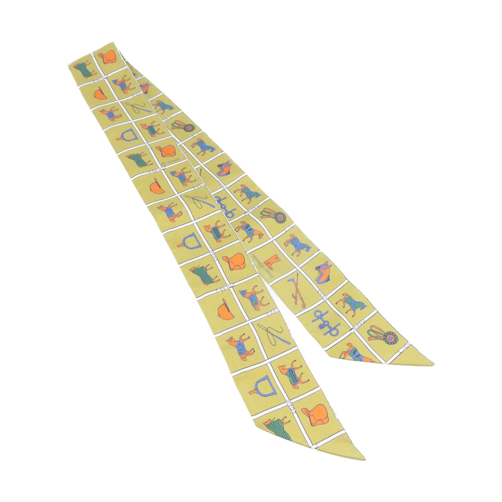HERMES 【激減優惠】絲質Twilly絲巾棕色