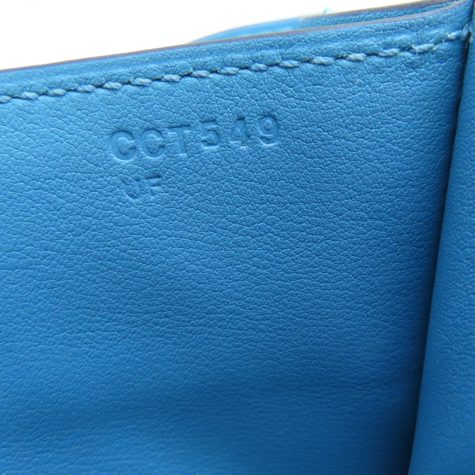 HERMES Swift皮革Constance Mini銀扣肩背袋Bleu Du Nord藍色
