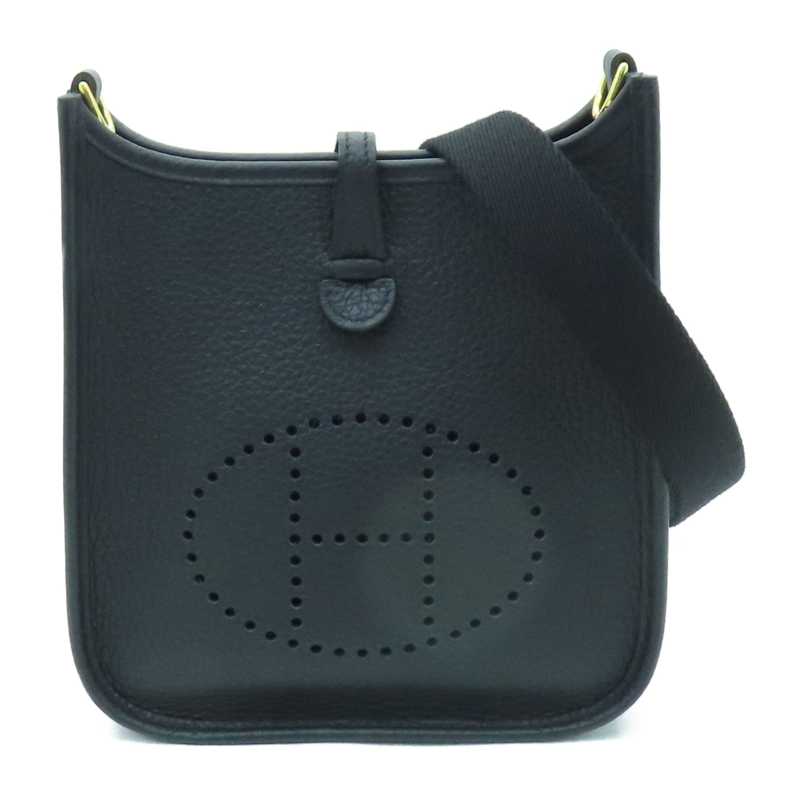 HERMES Clemence皮革Evelyne TPM金扣肩背袋黑色