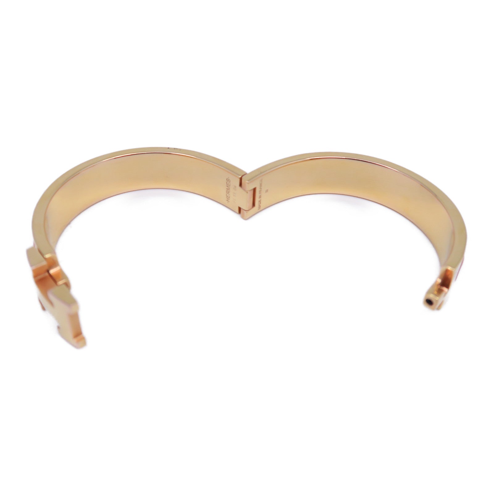 HERMES 金屬Clic H Bracelet手鐲金色/粉紅色