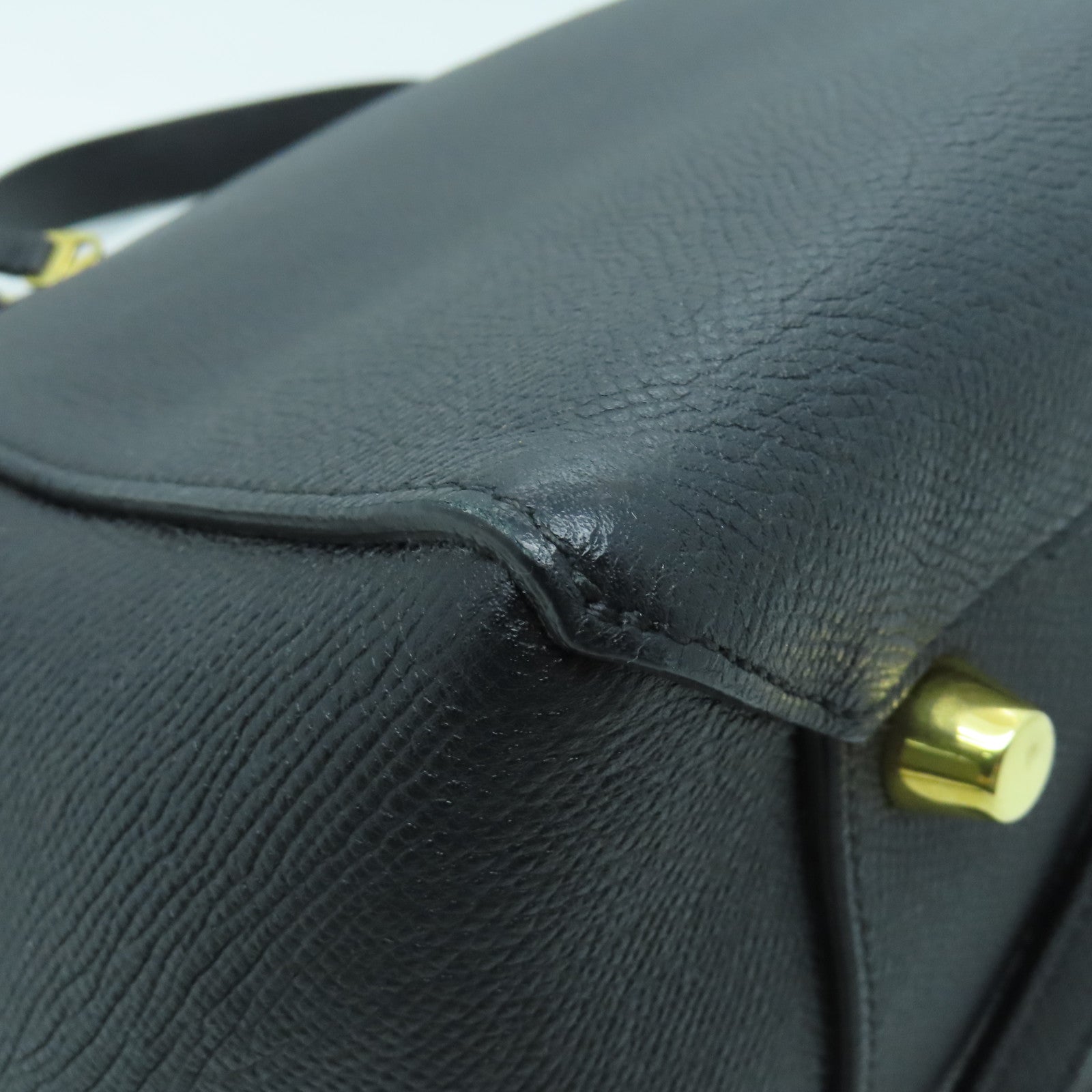 CELINE 牛皮皮革Mini Belt Bag金扣手挽肩背兩用袋深灰色
