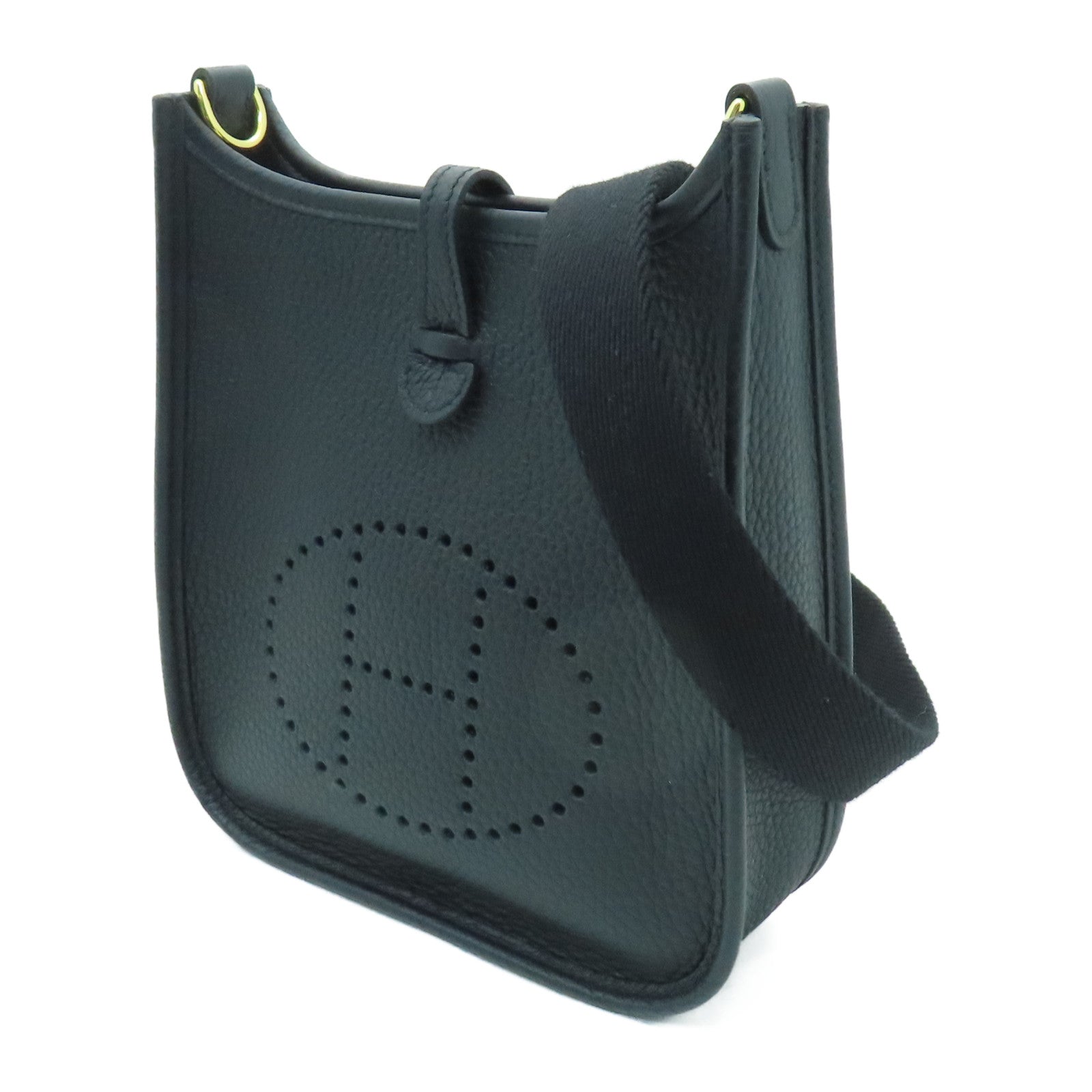 HERMES Clemence皮革Evelyne TPM金扣肩背袋黑色