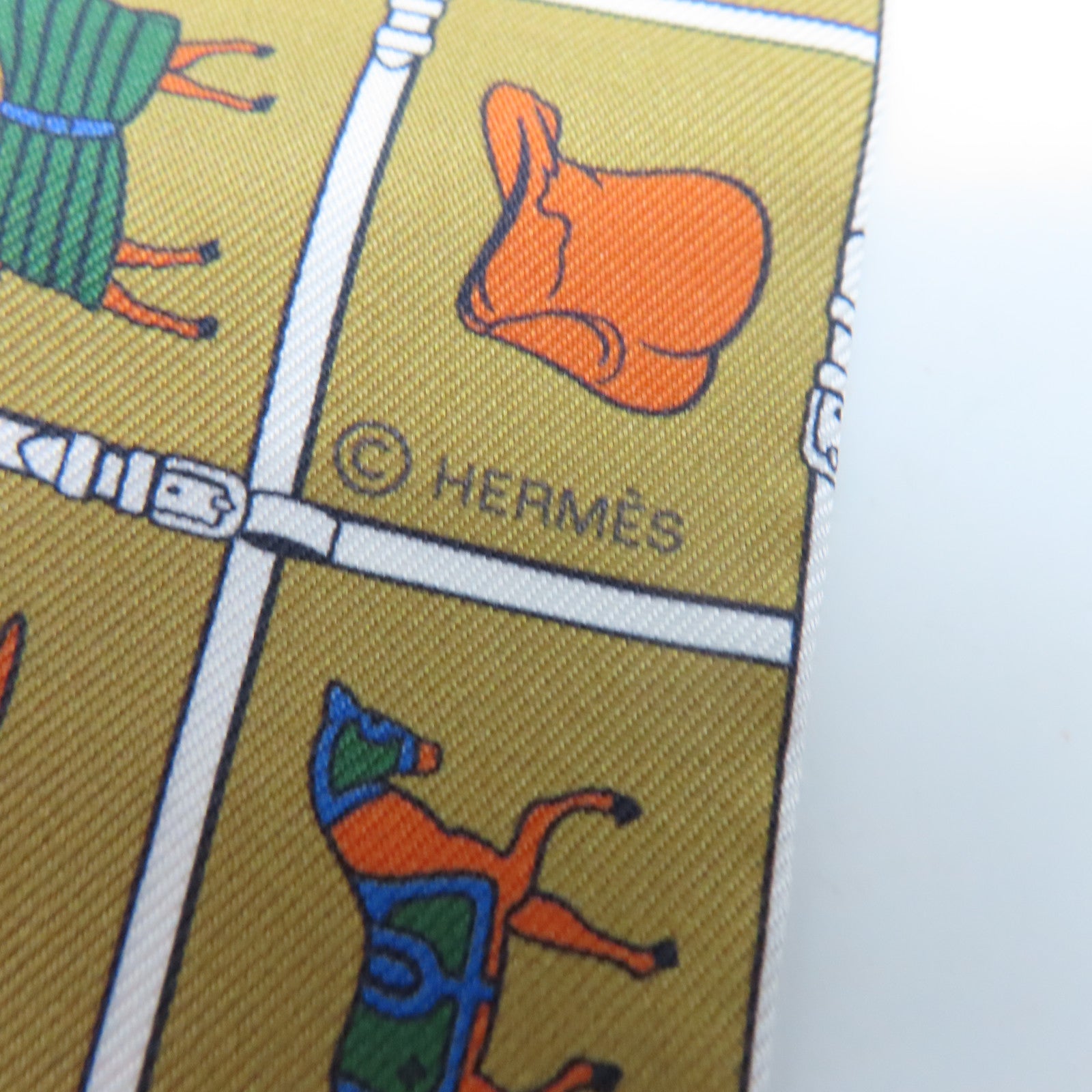 HERMES 【激減優惠】絲質Twilly絲巾棕色