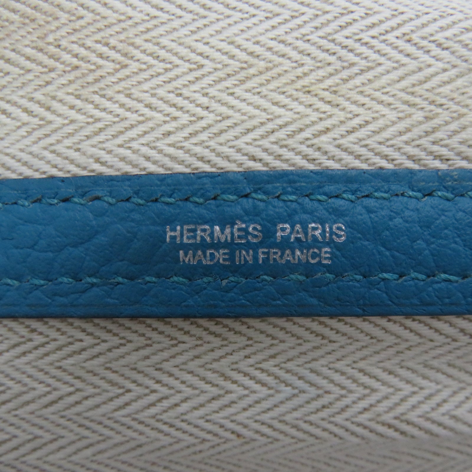 HERMES 【激减优惠】Negonda皮革GardenParty PM手挽袋浅蓝色