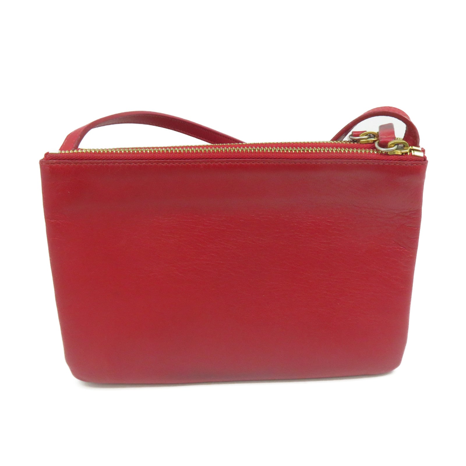 CELINE 羊皮皮革Trio Shoulder Bag金扣肩背袋紅色