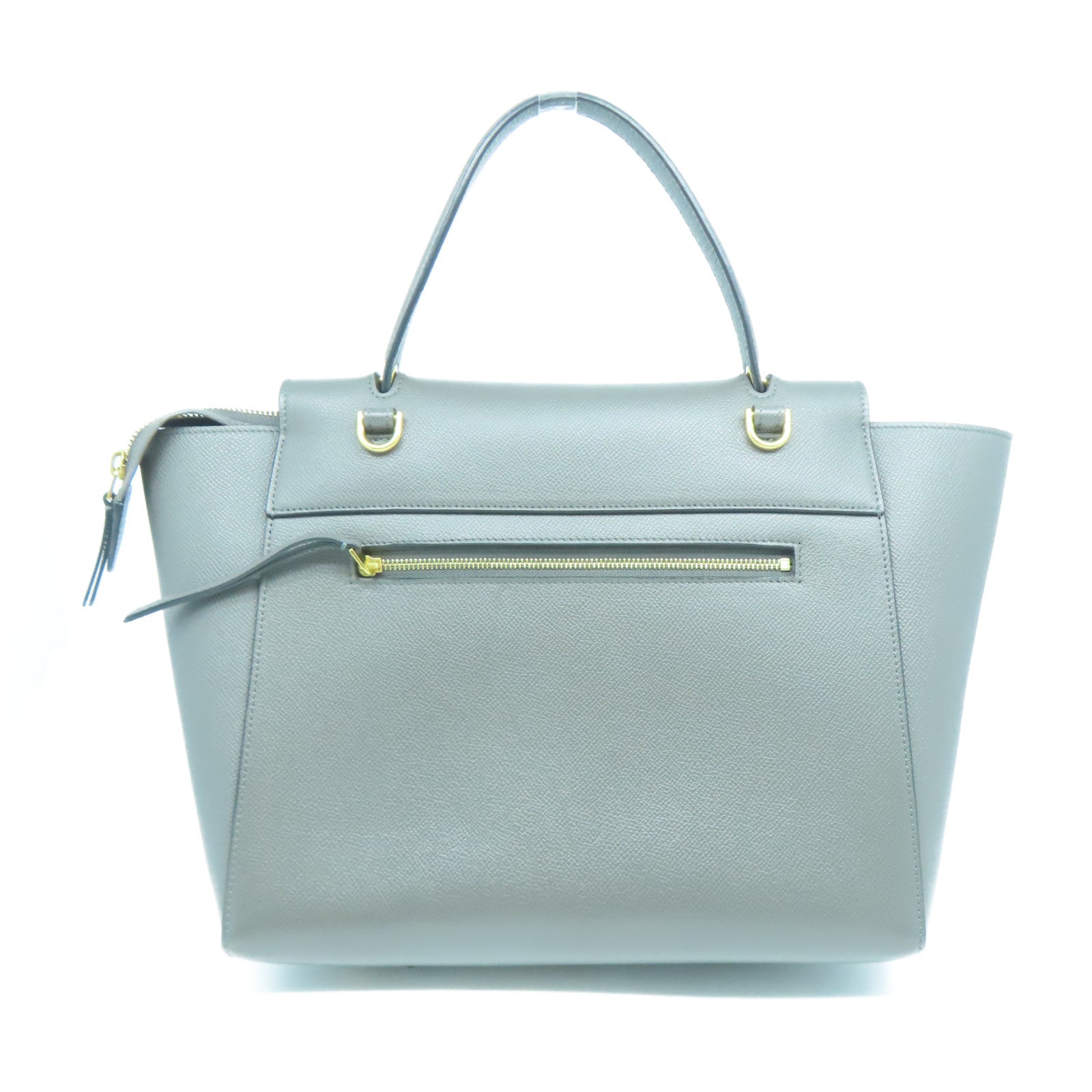 CELINE 牛皮皮革Belt Shoulder Bag金扣手挽肩背兩用袋灰色