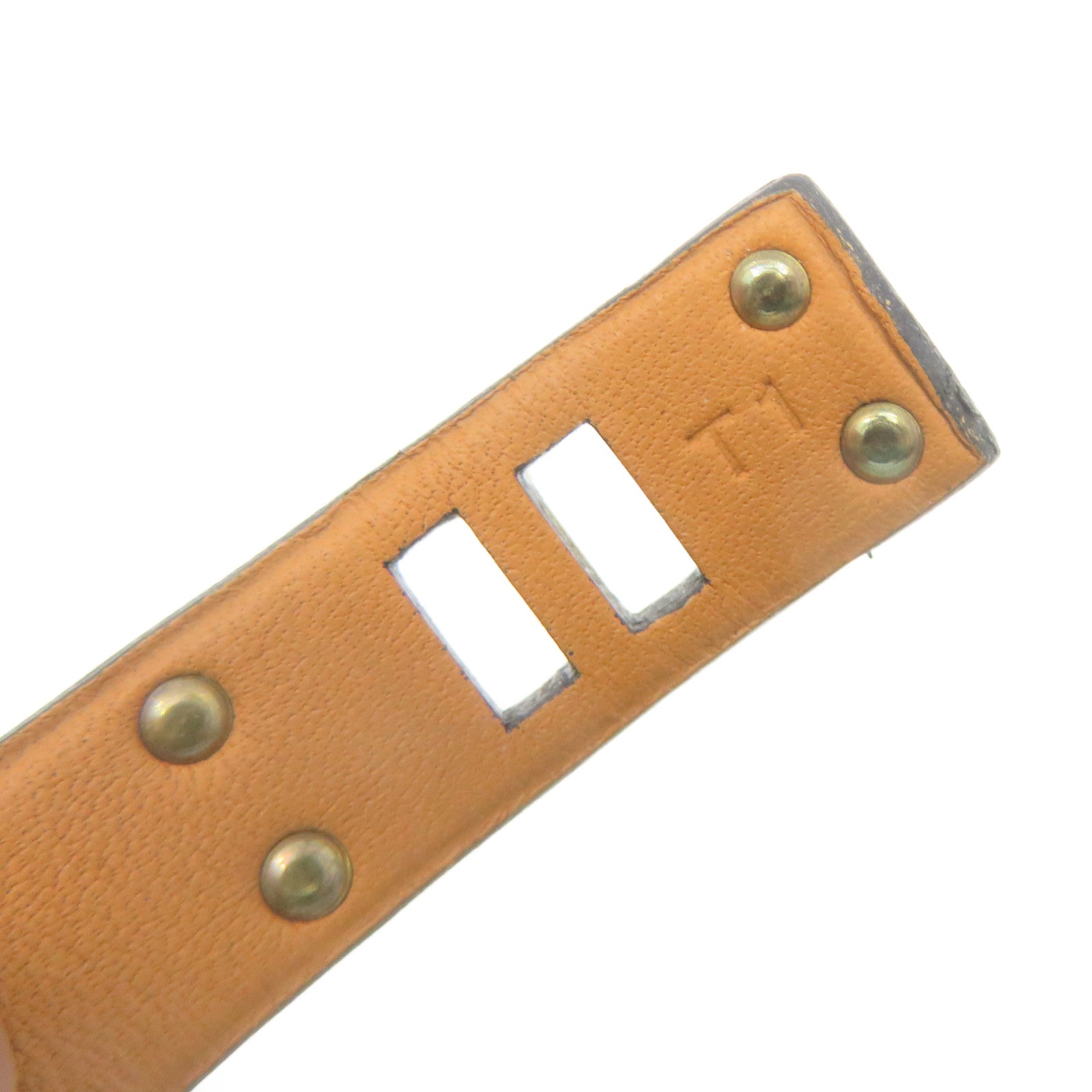 HERMES Leather Studs Bracelet T1 Gold Buckle Bracelet Black/Gold