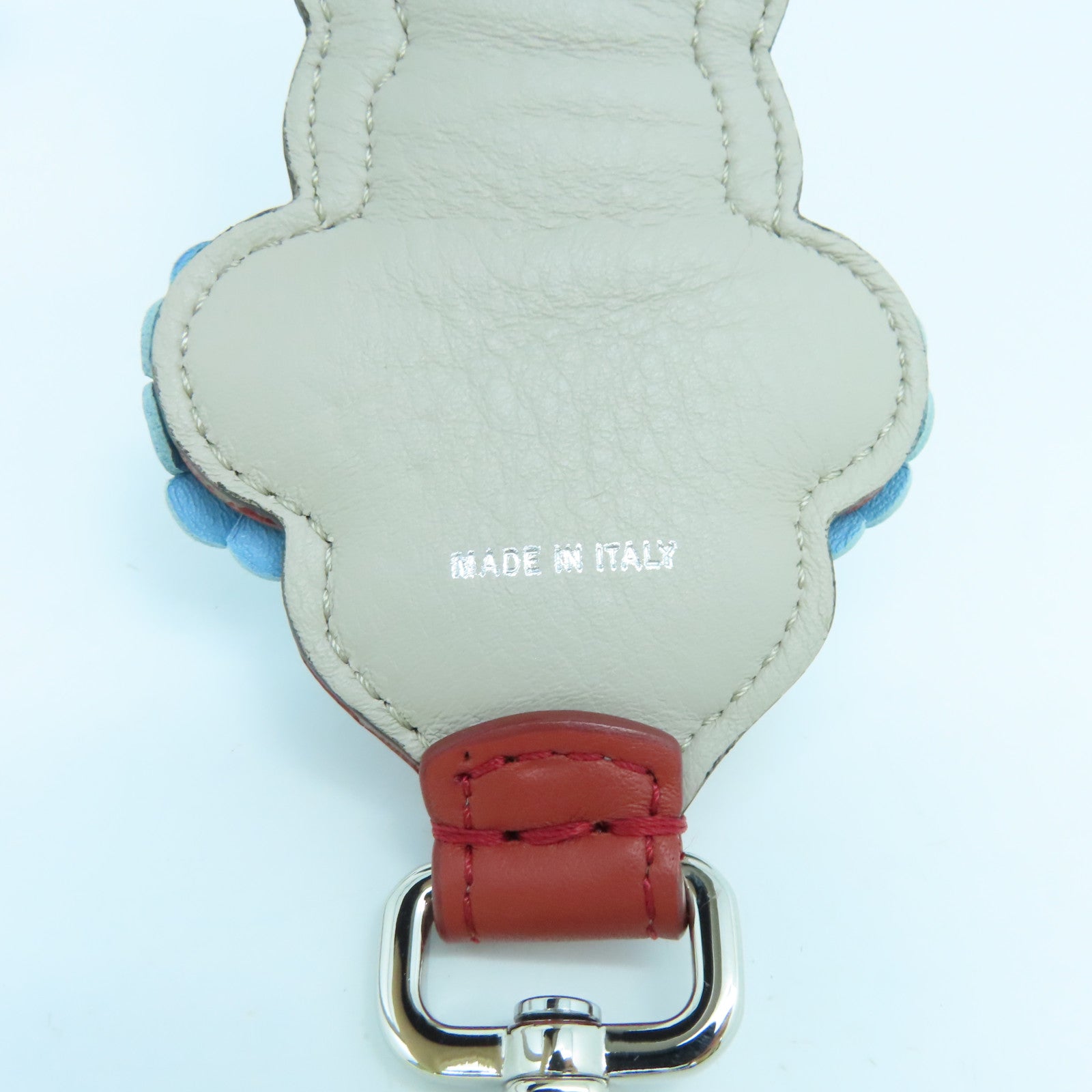 FENDI Cowhide Leather Strap Shoulder Strap Silver Buckle Red/Color