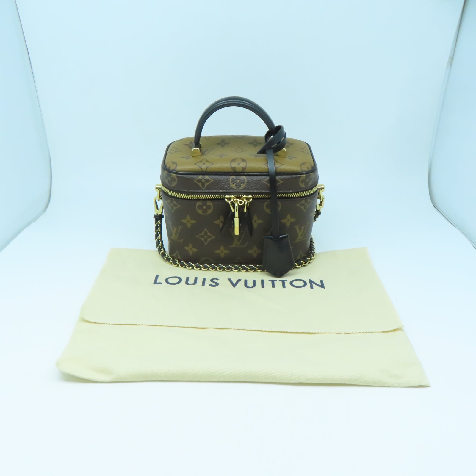 LOUIS VUITTON Monogram Vanity PM金扣手挽肩背兩用袋啡色