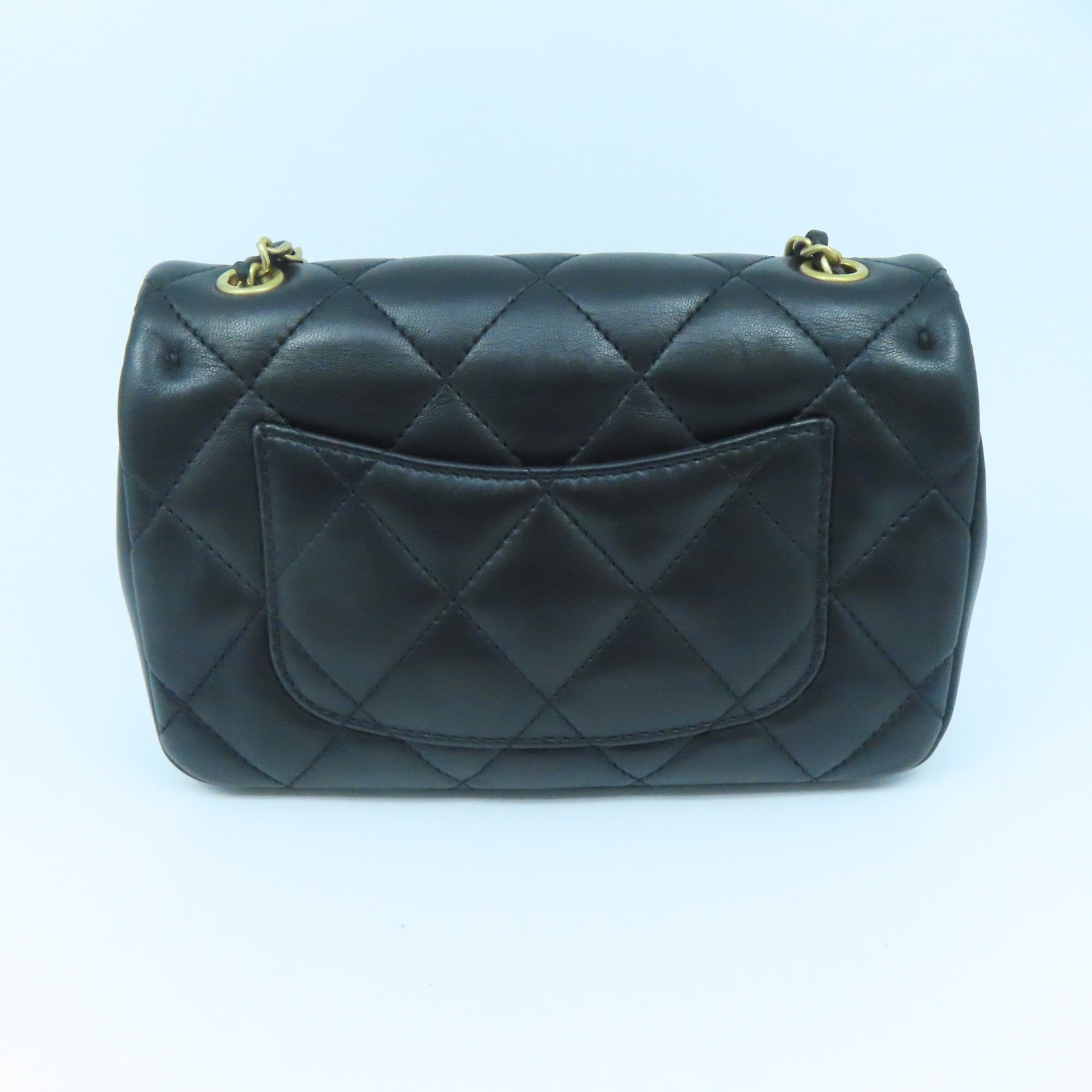 CHANEL rhombic cowhide leather Chain Shoulder Bag gold buckle chain shoulder bag black
