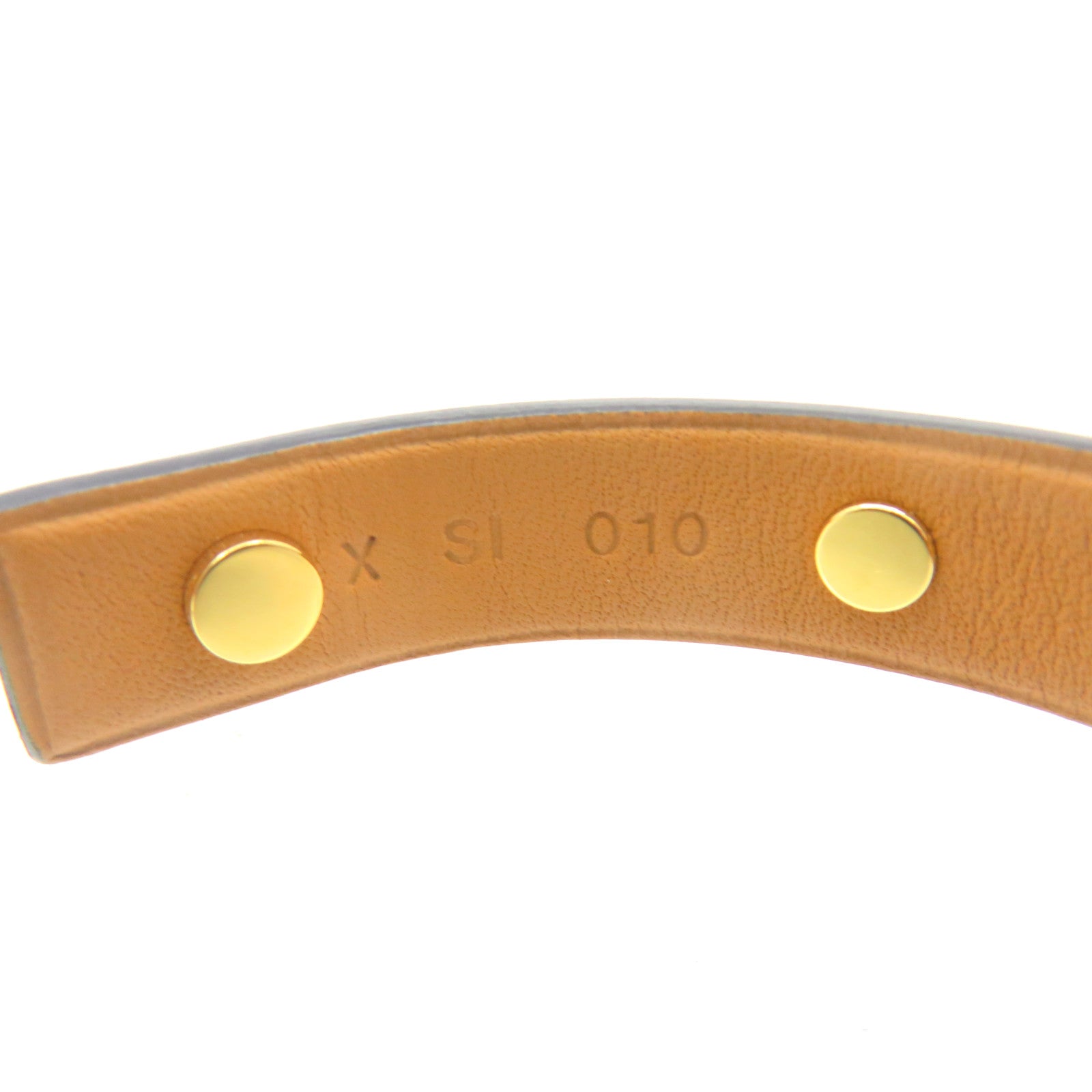 HERMES Leather Studs Bracelet T1 Gold Buckle Bracelet Black/Gold