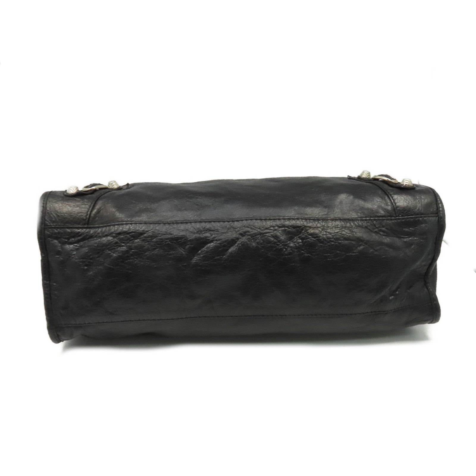 BALENCIAGA 羊皮皮革City 2Way Shoulder Bag銀扣手挽肩背兩用袋黑色