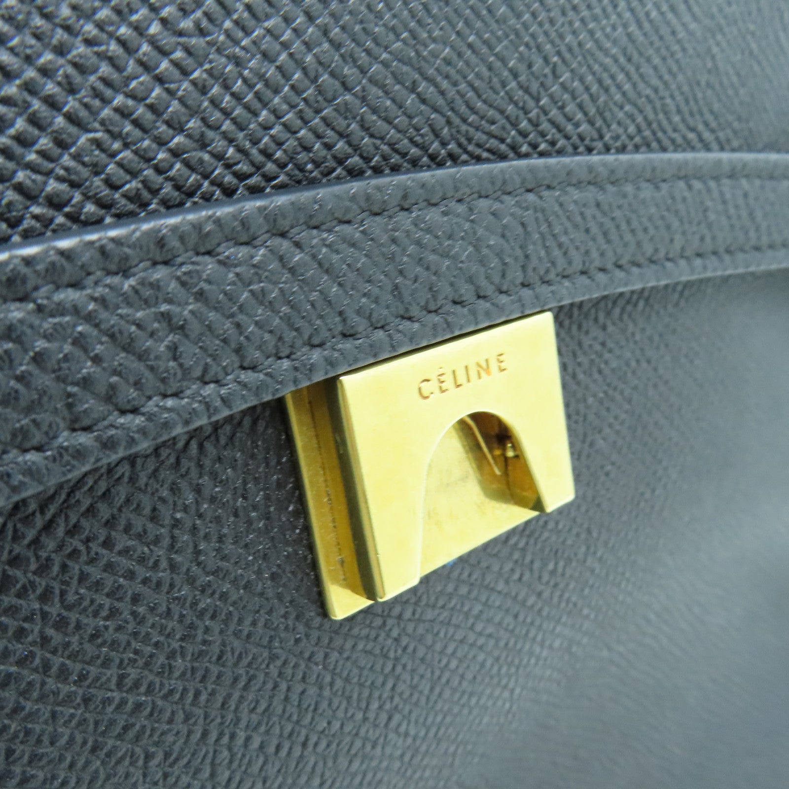 CELINE 牛皮皮革Mini Belt Bag金扣手挽肩背兩用袋深灰色