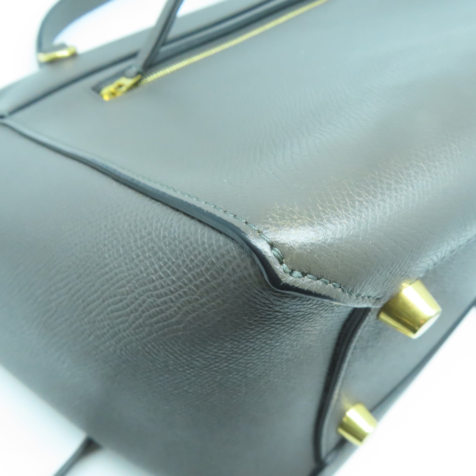 CELINE 牛皮皮革Belt Shoulder Bag金扣手挽肩背兩用袋灰色