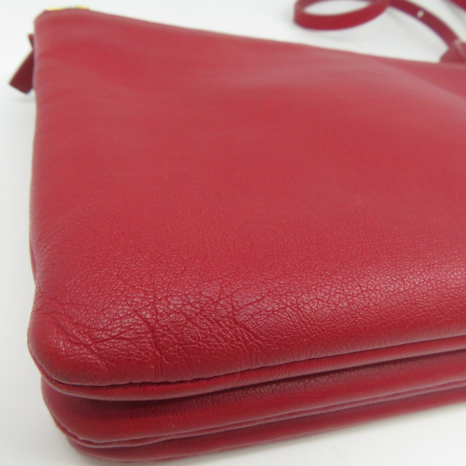 CELINE 羊皮皮革Trio Shoulder Bag金扣肩背袋紅色