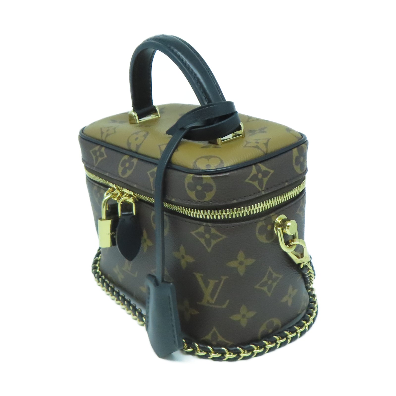LOUIS VUITTON Monogram Vanity PM金扣手挽肩背兩用袋啡色