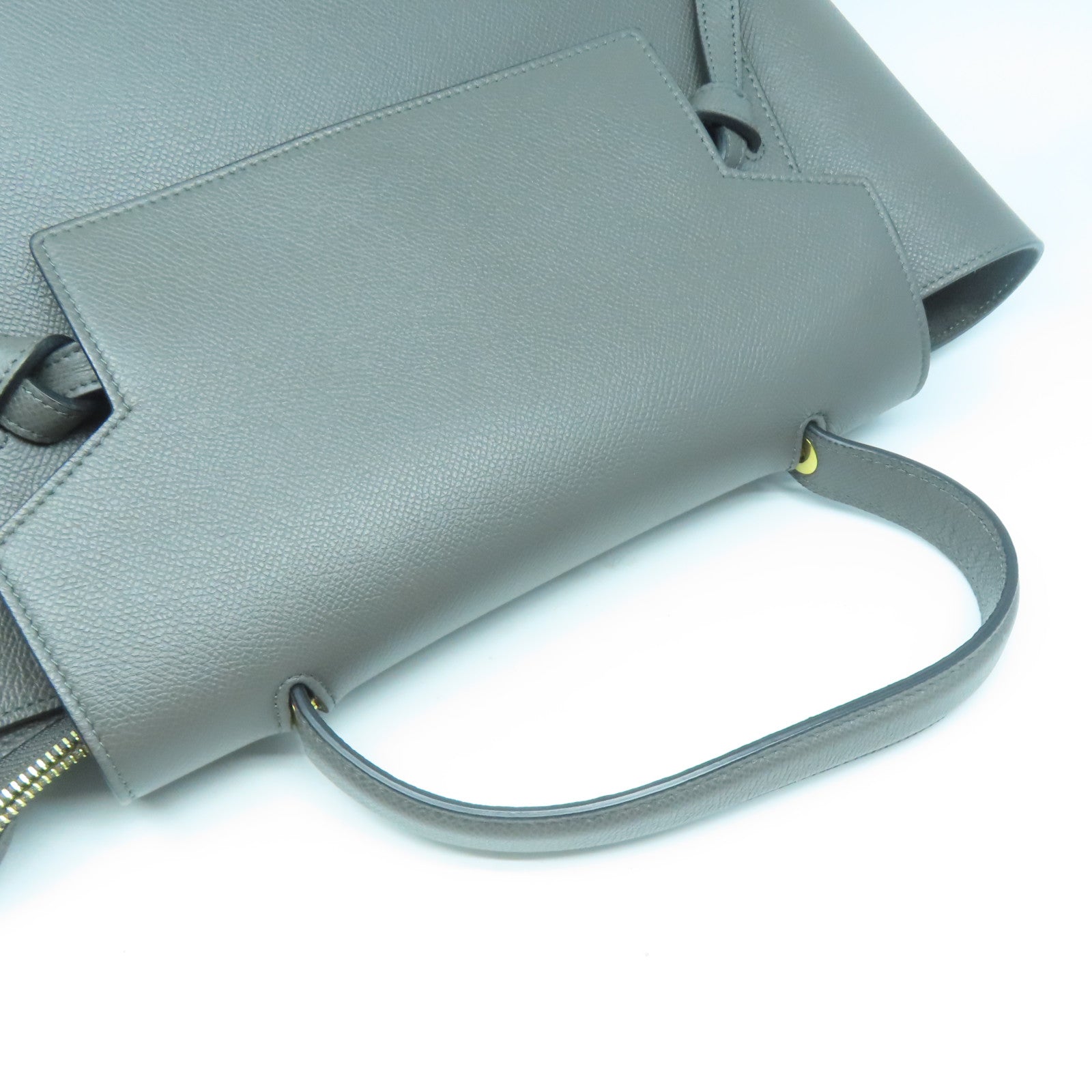 CELINE 牛皮皮革Belt Shoulder Bag金扣手挽肩背兩用袋灰色