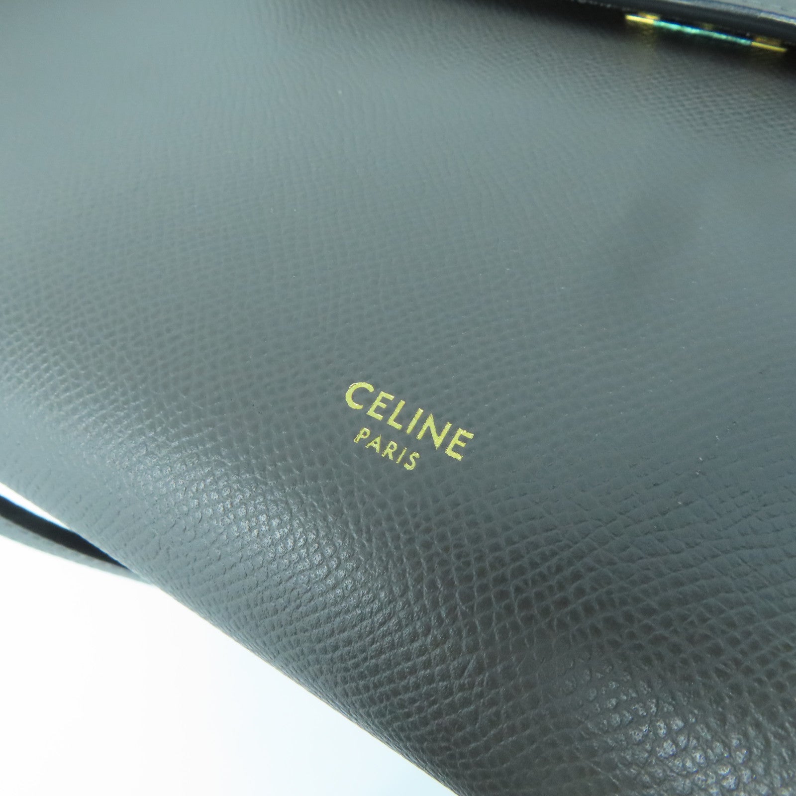 CELINE 牛皮皮革Belt Shoulder Bag金扣手挽肩背兩用袋灰色